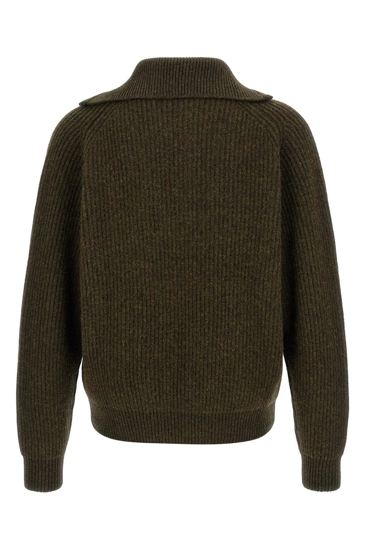 Jil Sander Maglione in lana a coste con mezza zip - alternate view