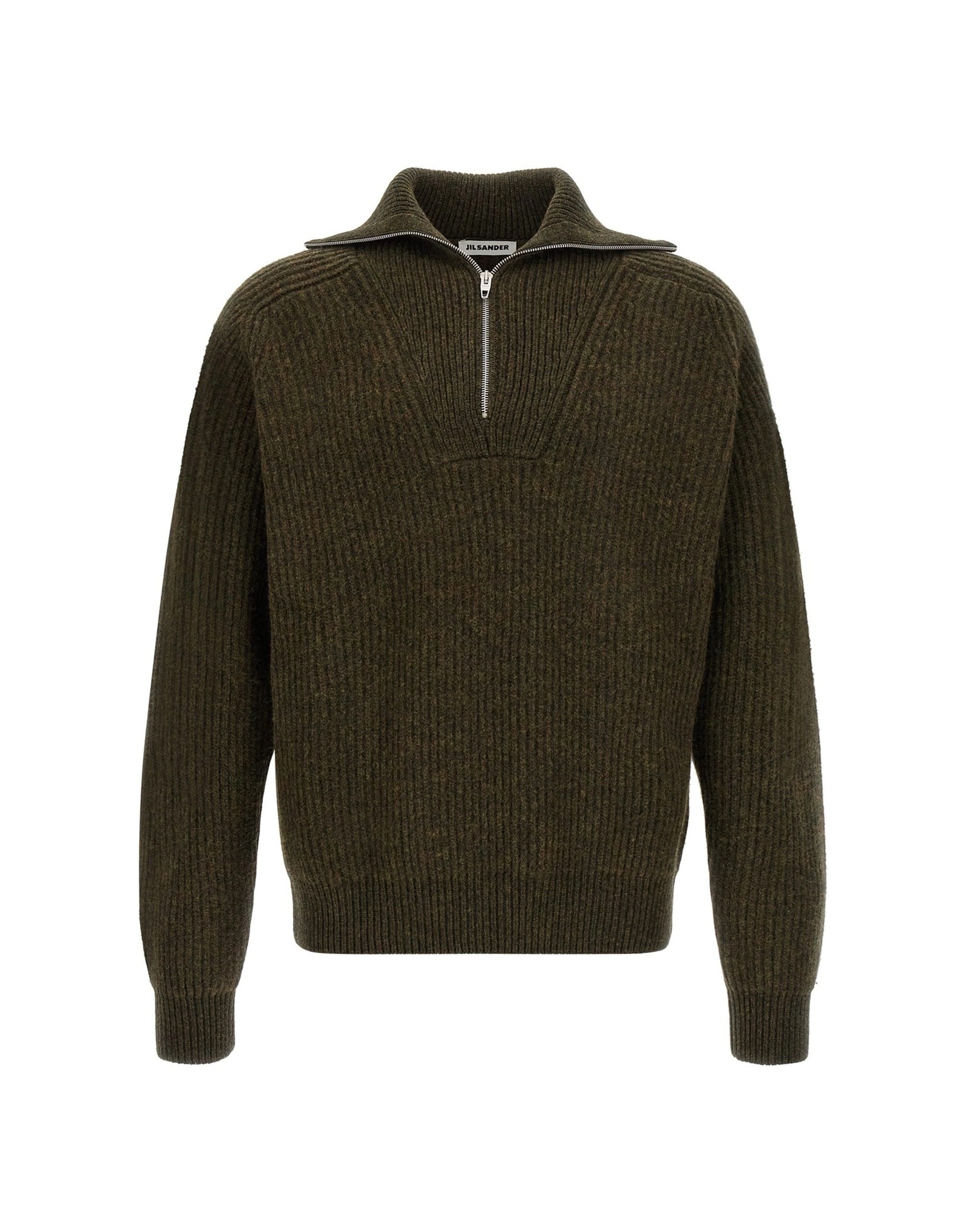 Jil Sander Jil Sander Half-Zip Ribbed Wool Sweater