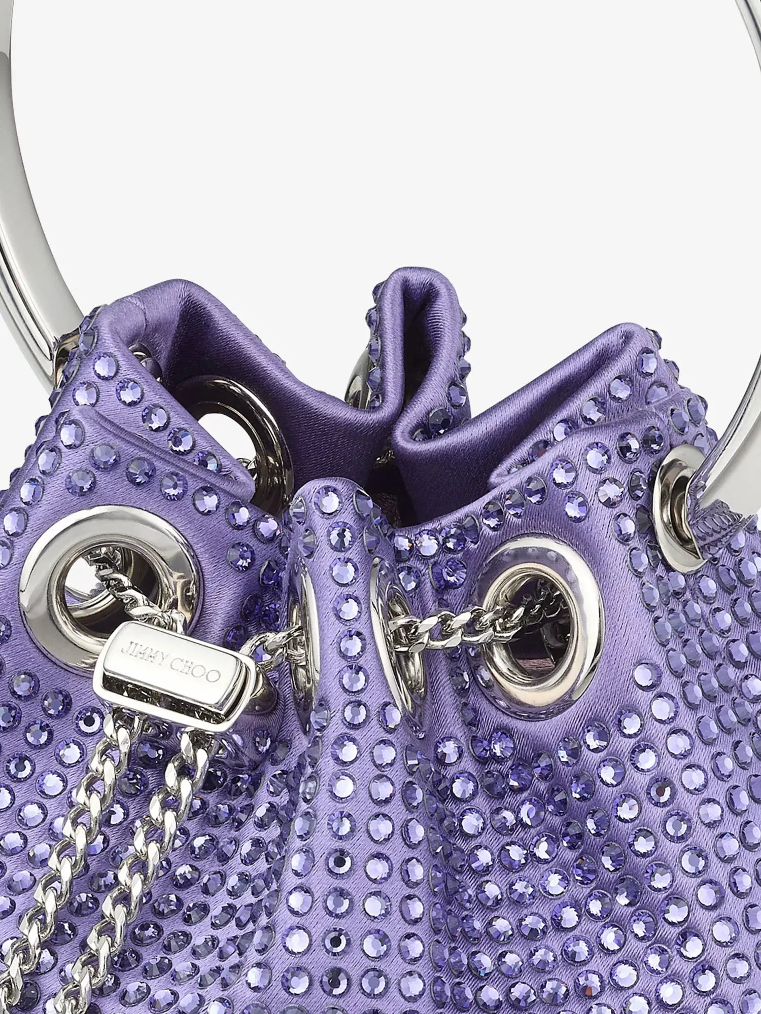Jimmy Choo Bon Bon Micro Crystal-Embellished Satin Bucket Bag