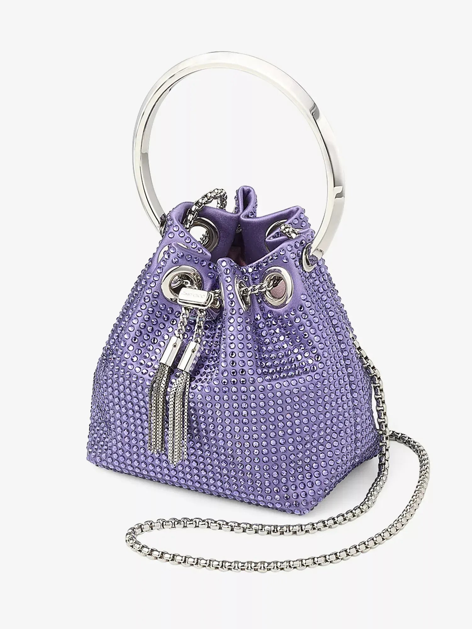 Jimmy Choo Bon Bon Micro Crystal-Embellished Satin Top-Handle Bag