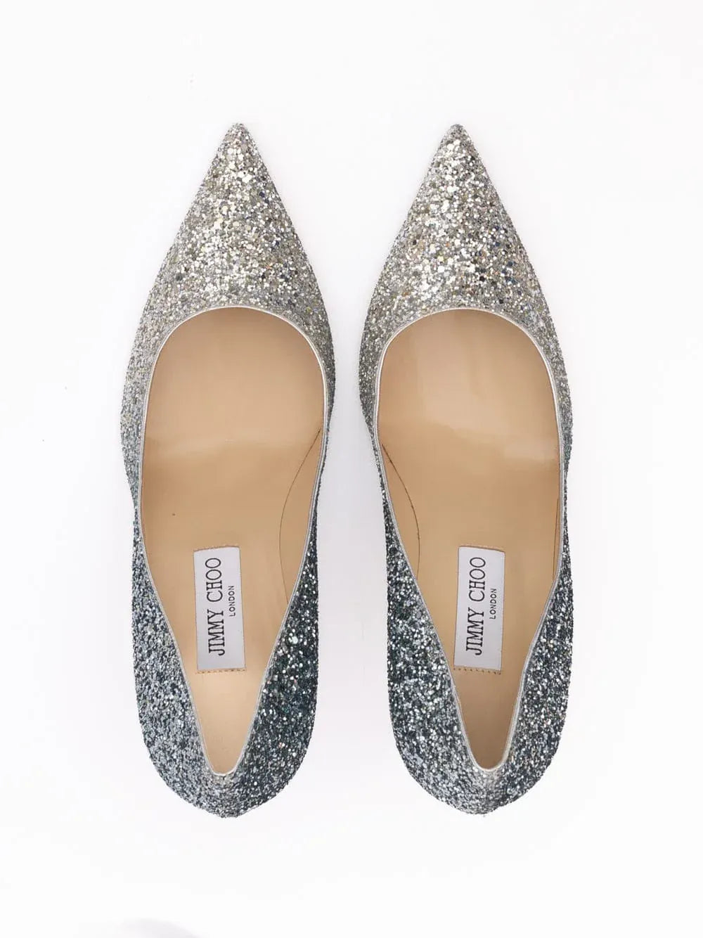 Jimmy Choo Coarse Glitter Degrade Agnes Pumps