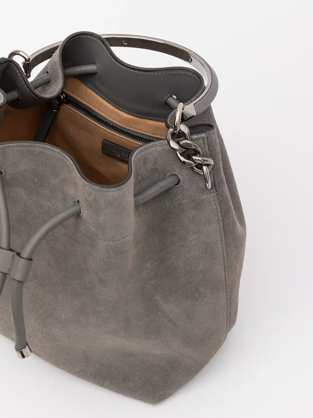 Jimmy Choo Engraved Logo Bon Bon Suede Bucket Bag
