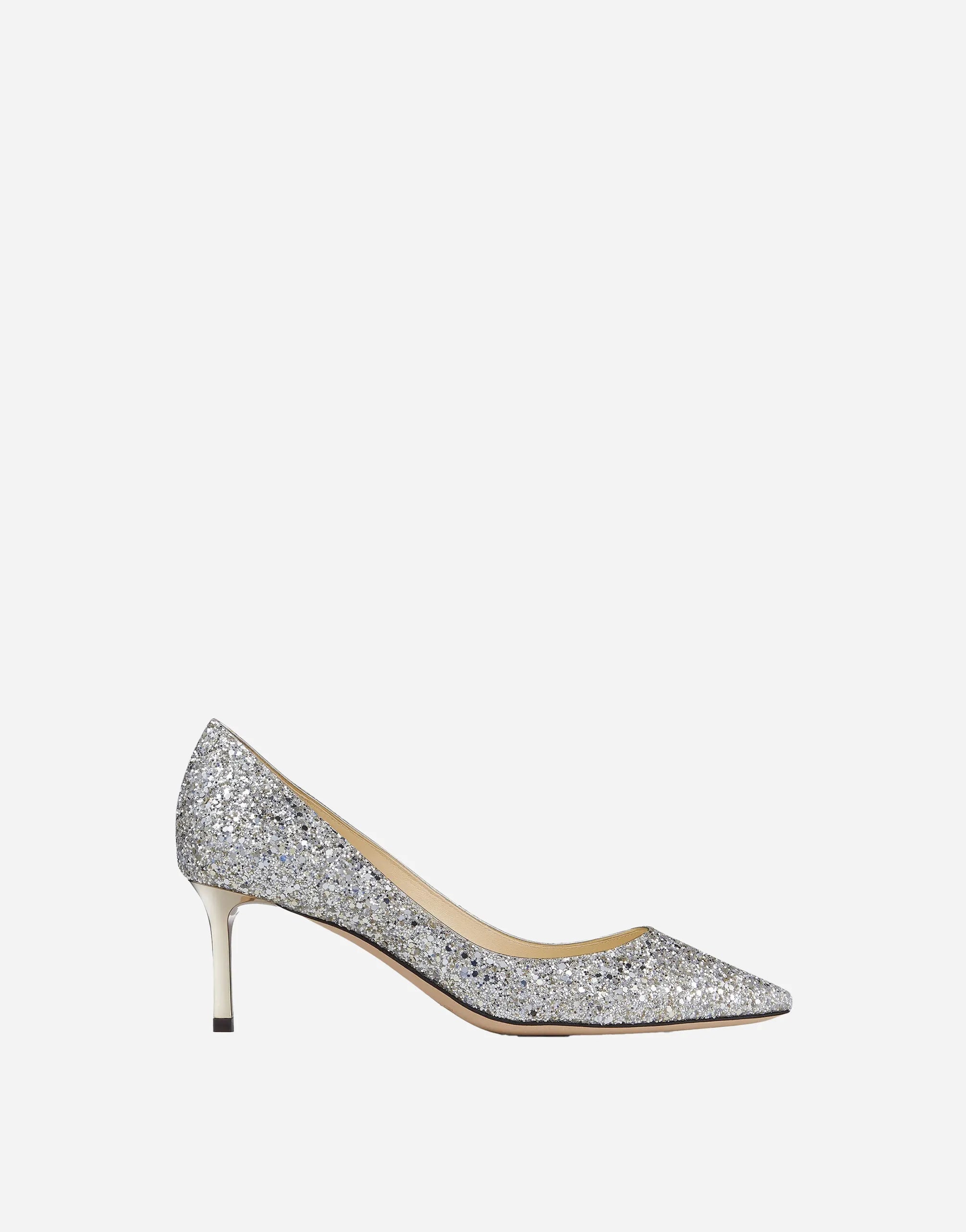 Jimmy Choo Romy 60 Champagne Coarse Glitter Pointed Pumps