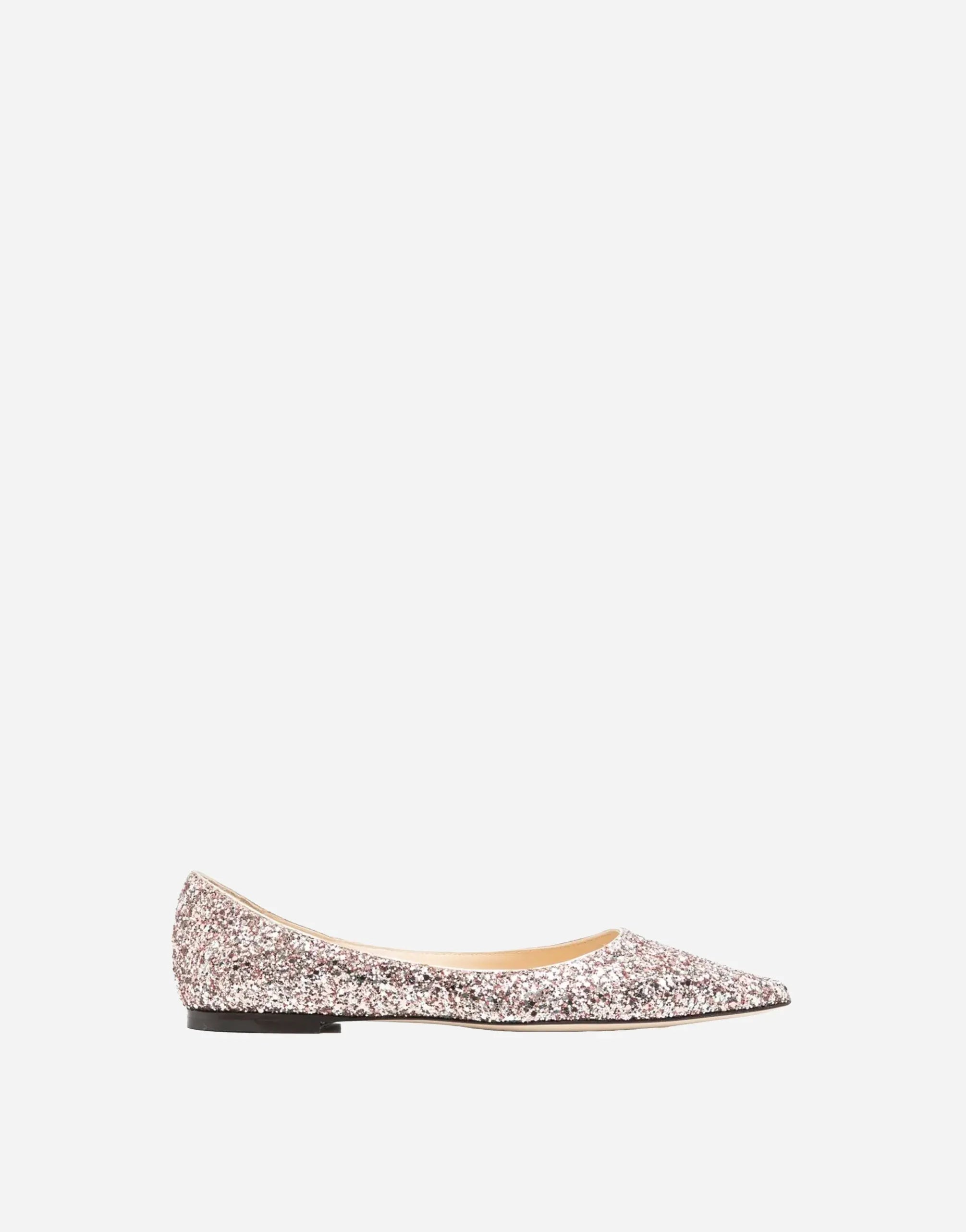 Jimmy Choo Romy Glitter-Embellished Pointed-Toe Ballet Flats