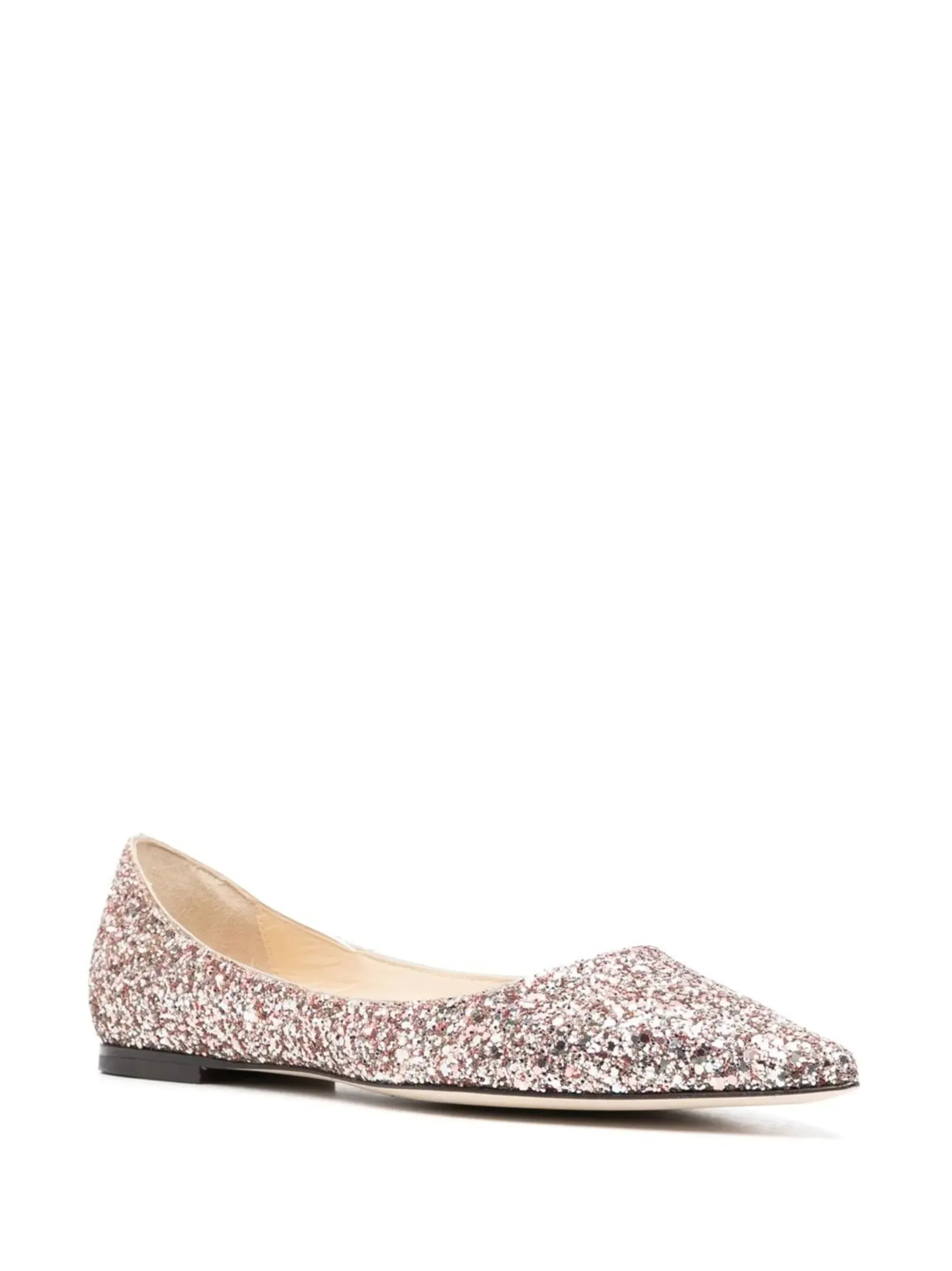 Jimmy Choo Romy Glitter-Embellished Pointed-Toe Ballet Flats - alternate view