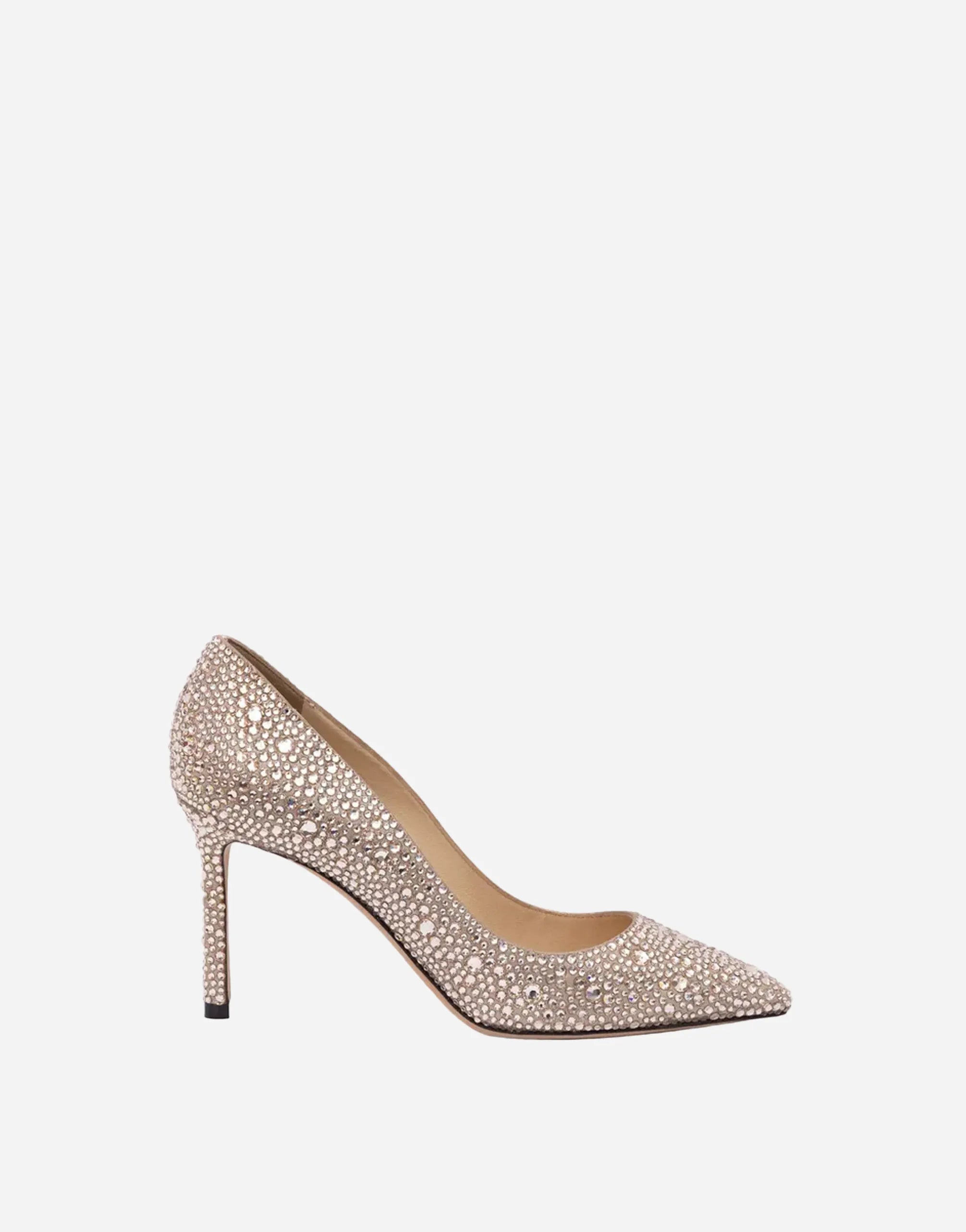 Jimmy Choo Shimmer Suede Crystal Embellished Romy 85 Pumps