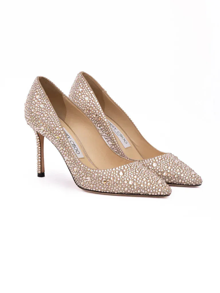 Jimmy Choo Shimmer Suede Crystal Embellished Romy 85 Pumps - alternate view