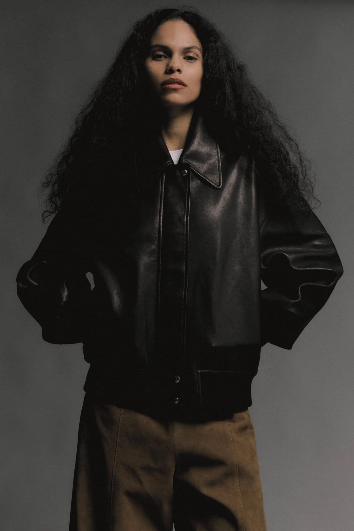 Khaite Khaite Shelman Leather Bomber Jacket