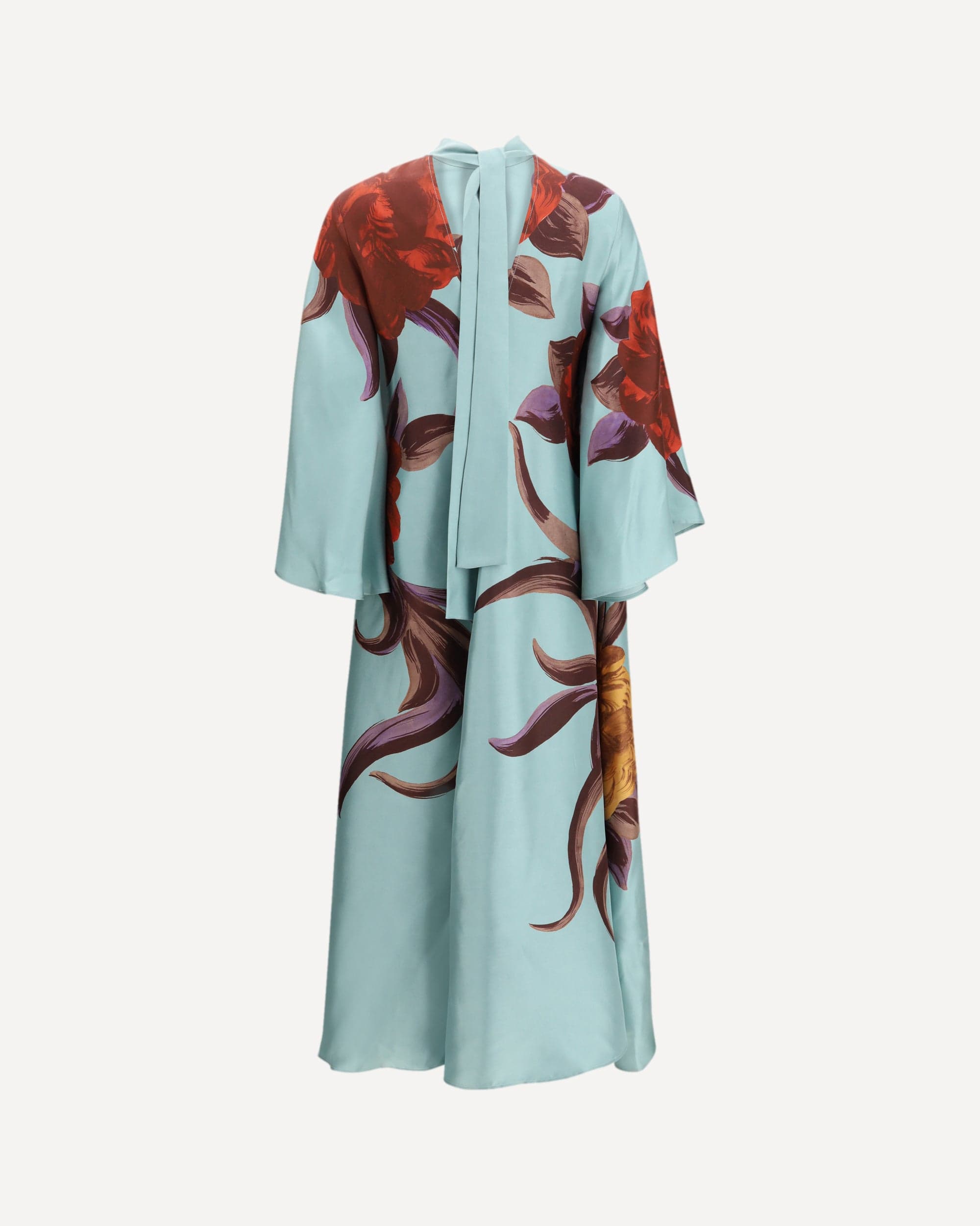 La Double J Peony Print Silk Twill Maxi Dress