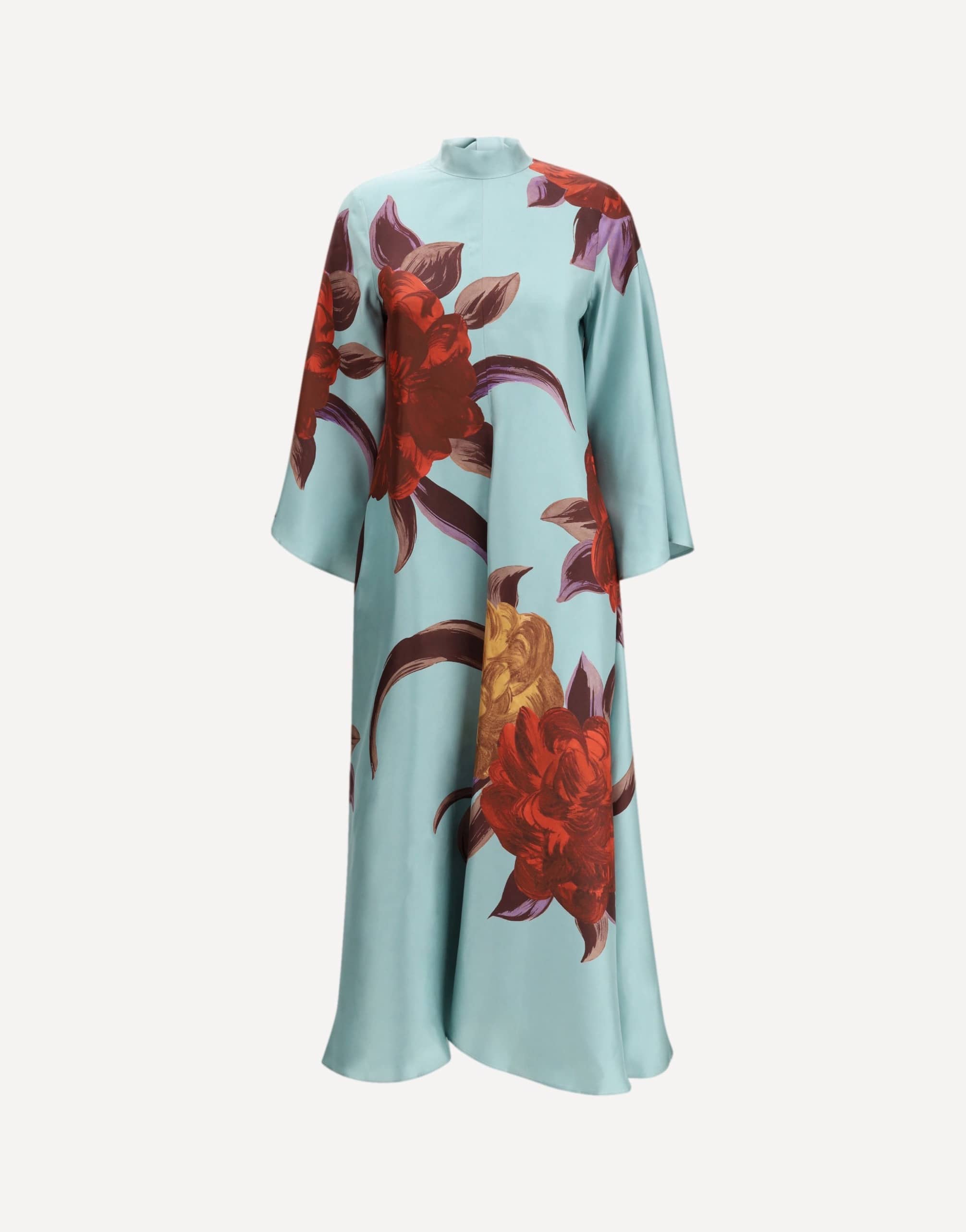 La Double J Peony Print Silk Twill Maxi Dress