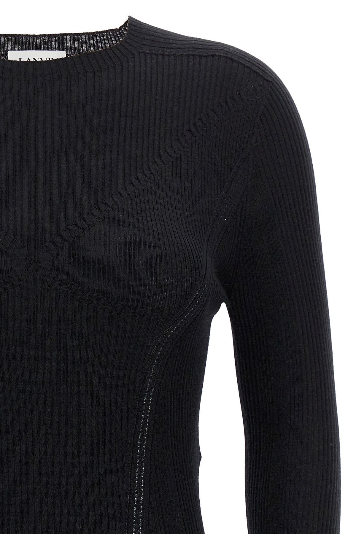 Lanvin Lanvin Black Ribbed Cashmere Blend Sweater
