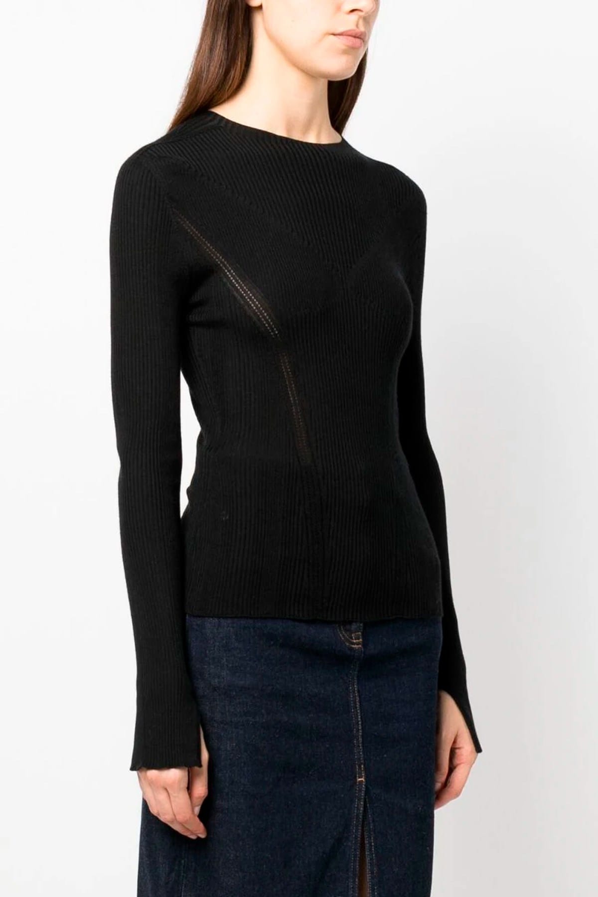 Lanvin Lanvin Black Ribbed Cashmere Blend Sweater