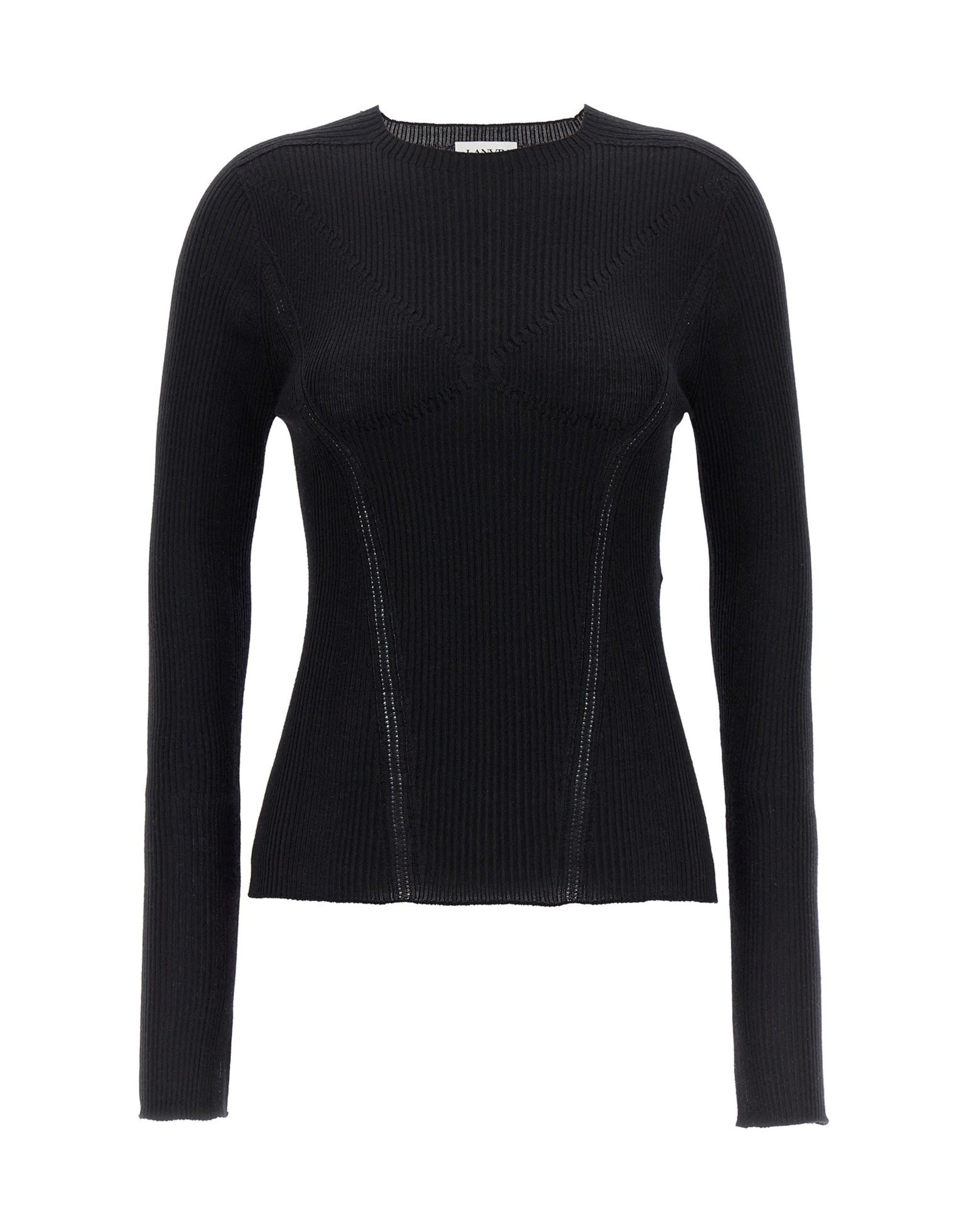 Lanvin Lanvin Black Ribbed Cashmere Blend Sweater