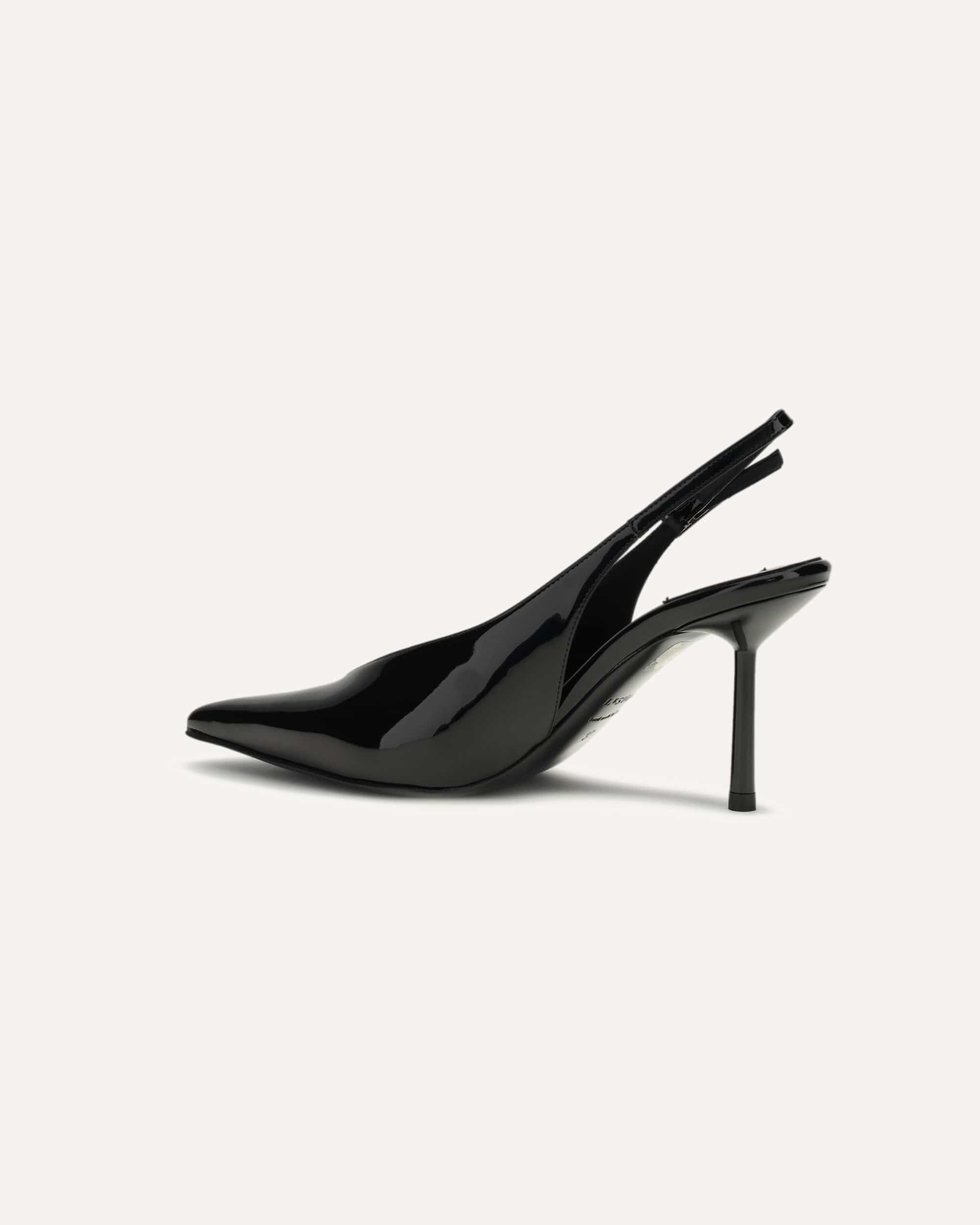LE SILLA Clivage Slingback Pumps Black Patent