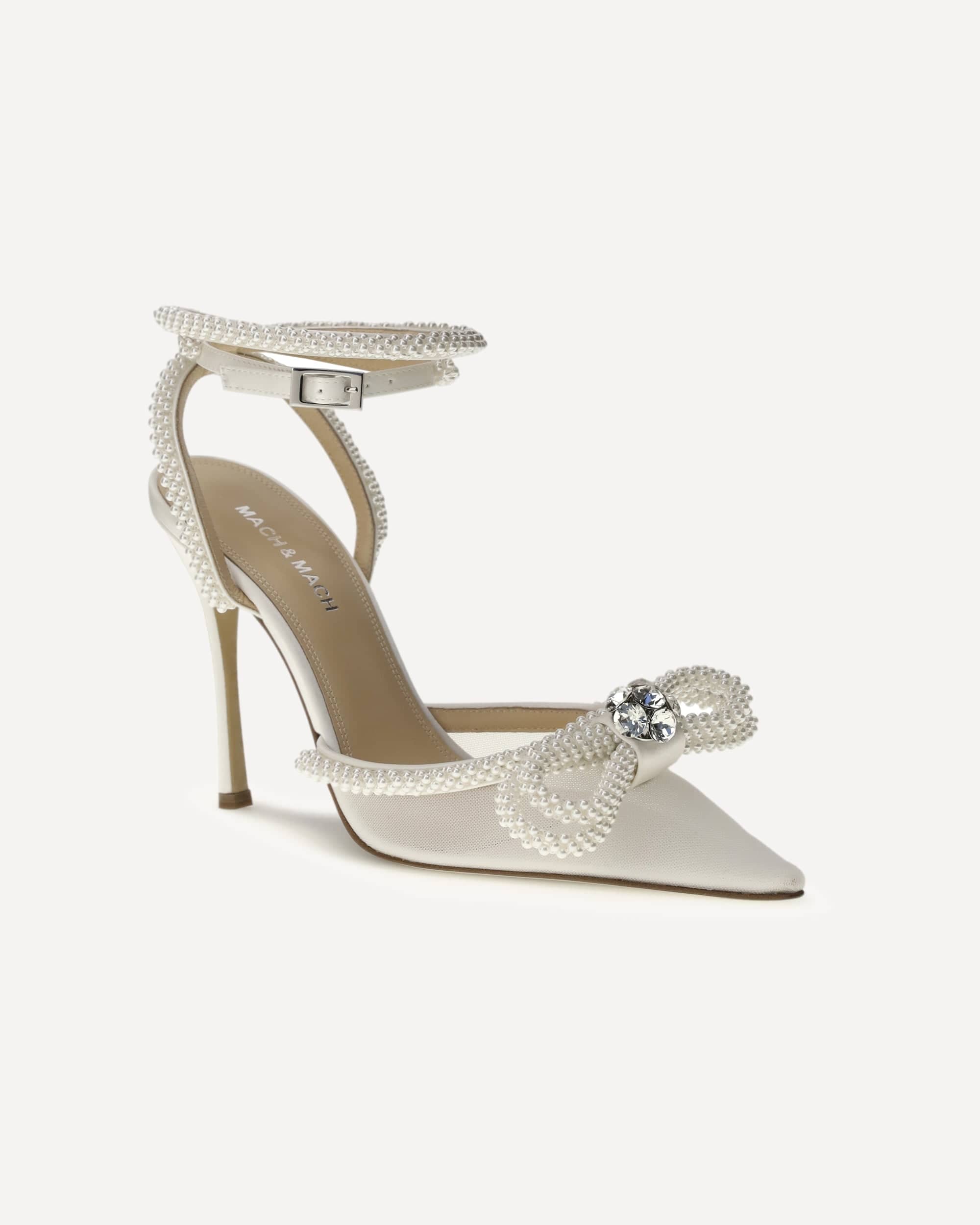 MACH & MACH Double Bow Satin Pumps - alternate view