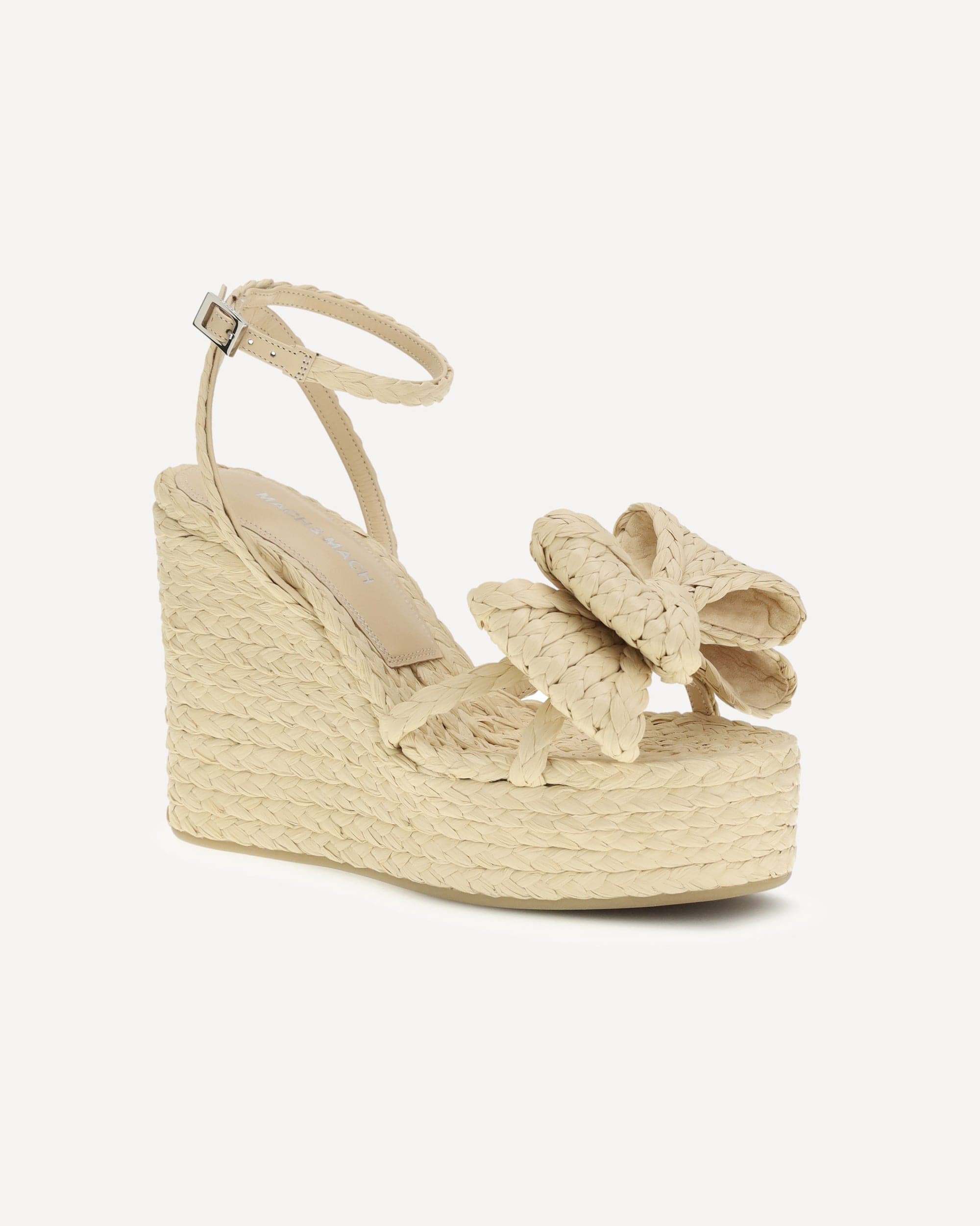 MACH & MACH Le Cadeau Raffia Wedge Sandals - alternate view