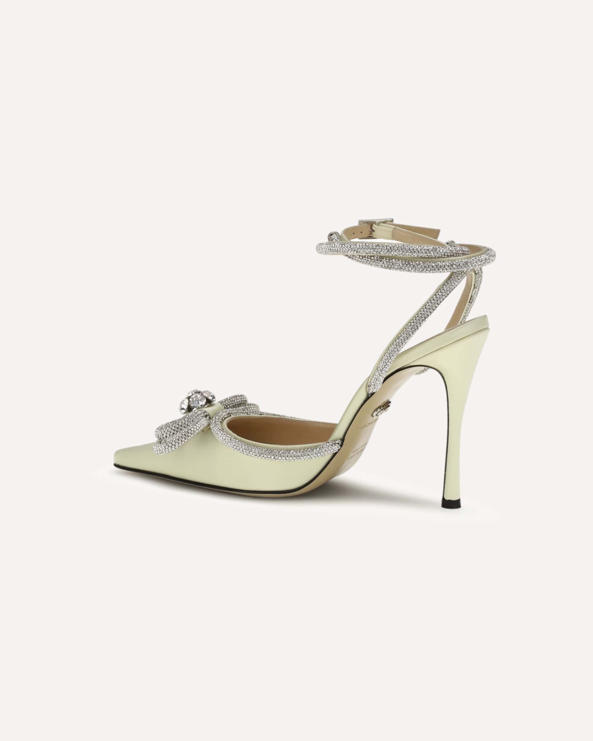MACH & MACH Satin Pumps With Crystal Bow