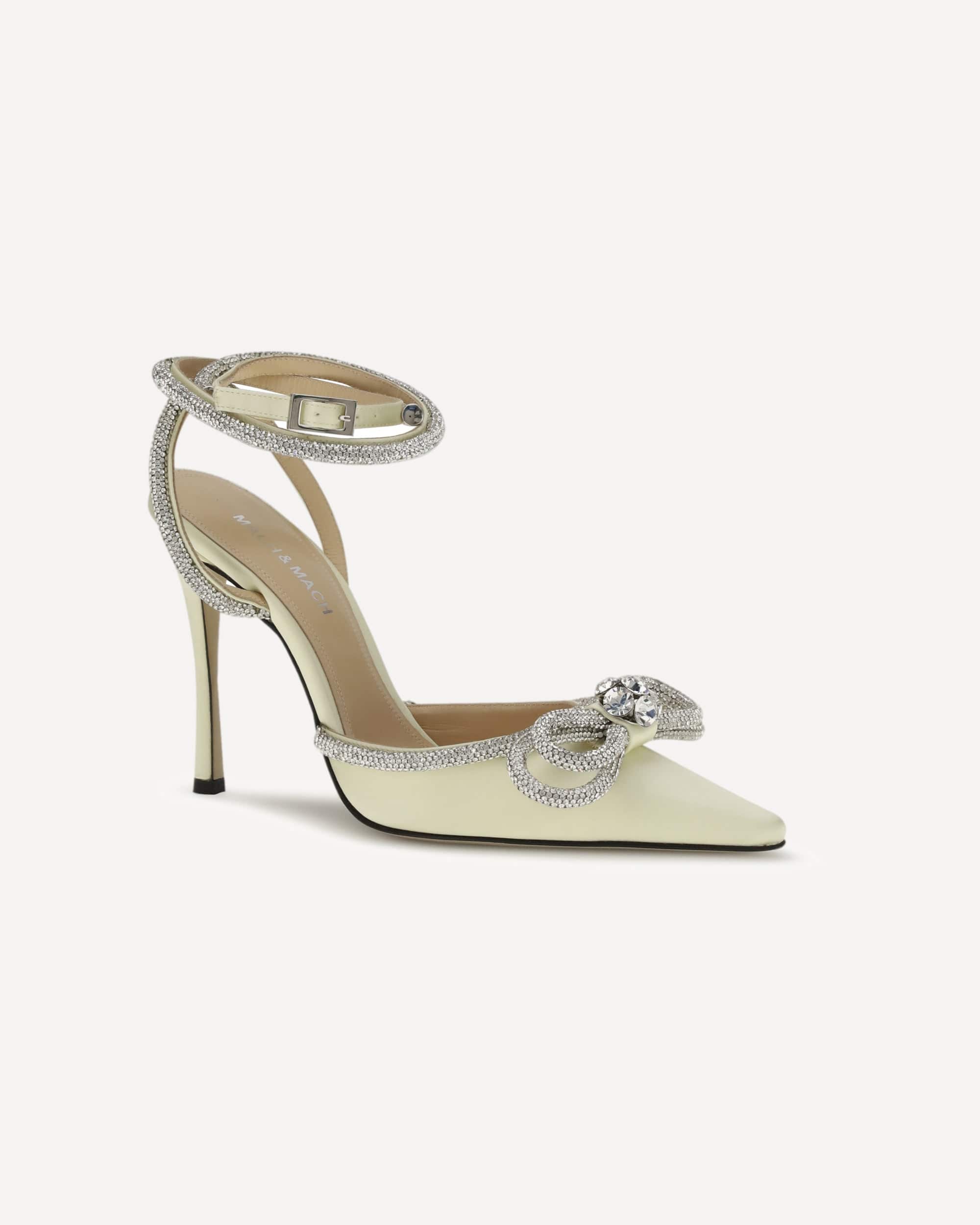 MACH & MACH Satin Pumps With Crystal Bow