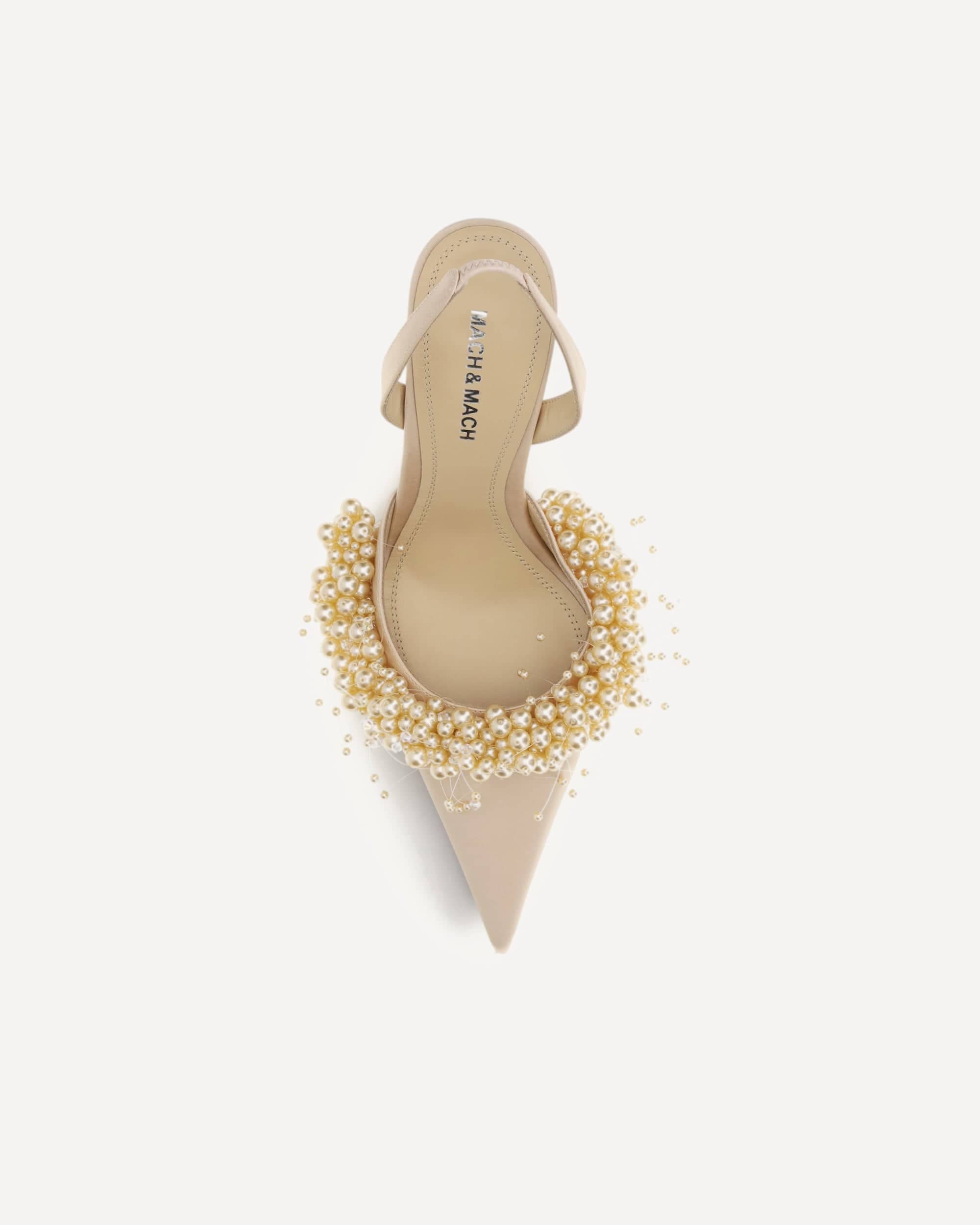 MACH & MACH Slingback Pumps With Pearls