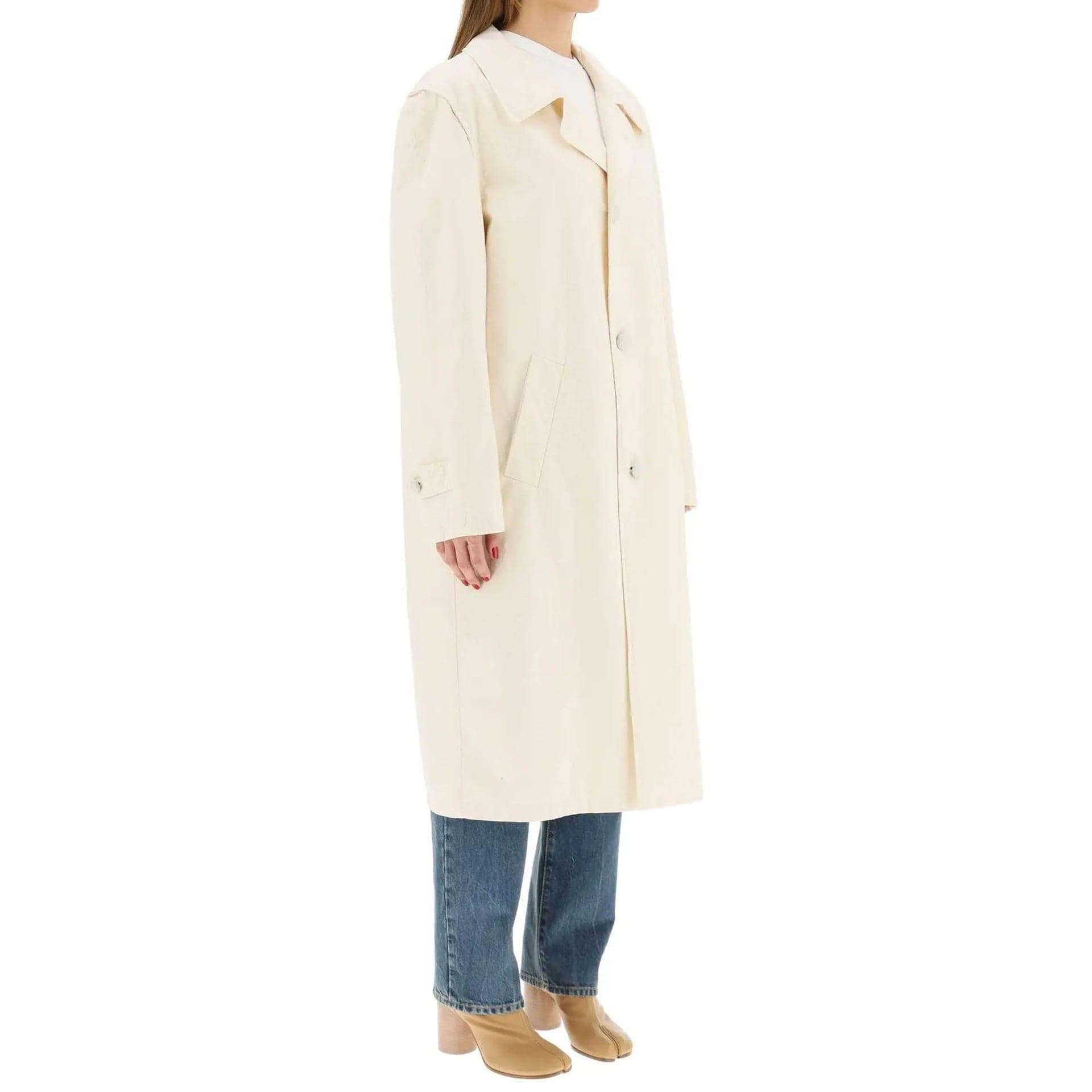 Maison Margiela Cotton Long-Sleeve Coat With Buttons - alternate view