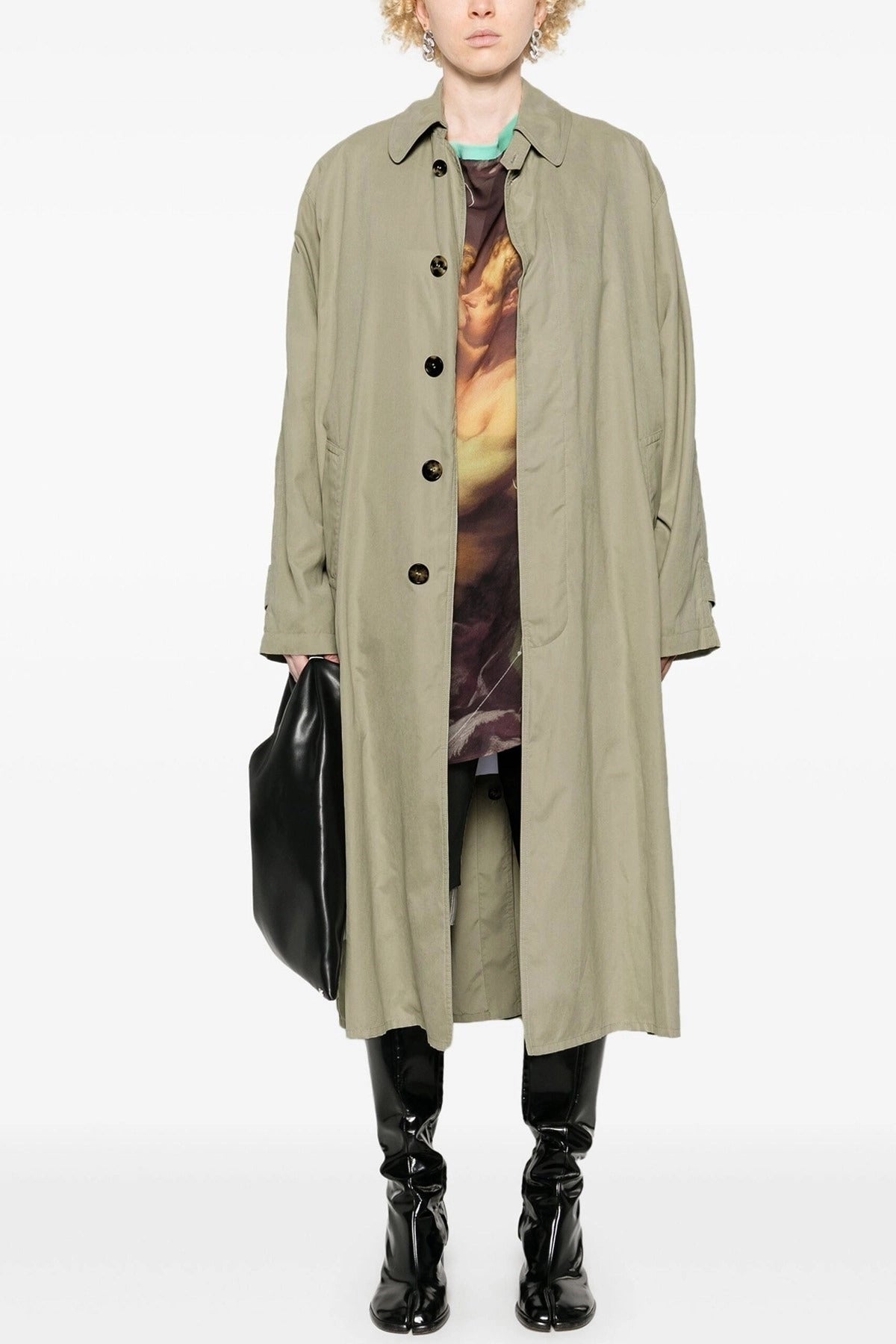 Maison Margiela Green Single-Breasted Trench Coat