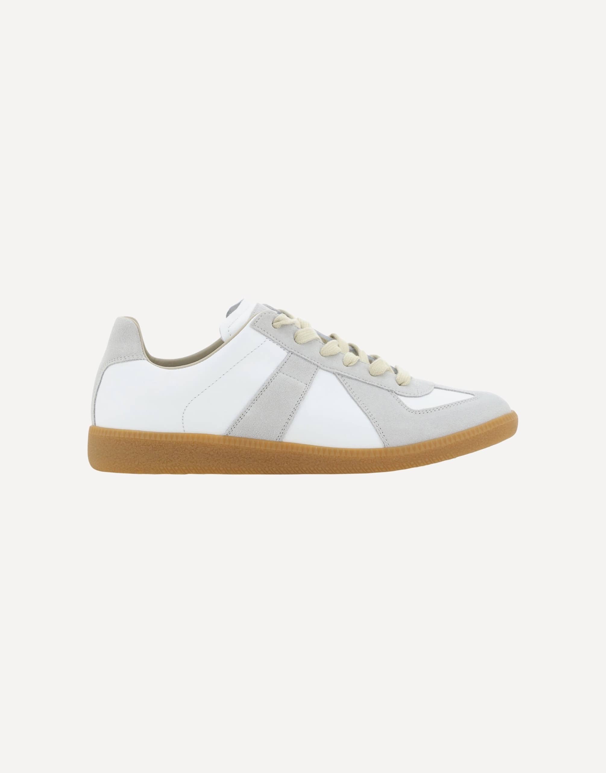 Maison Margiela Leather Sneakers With Suede Details