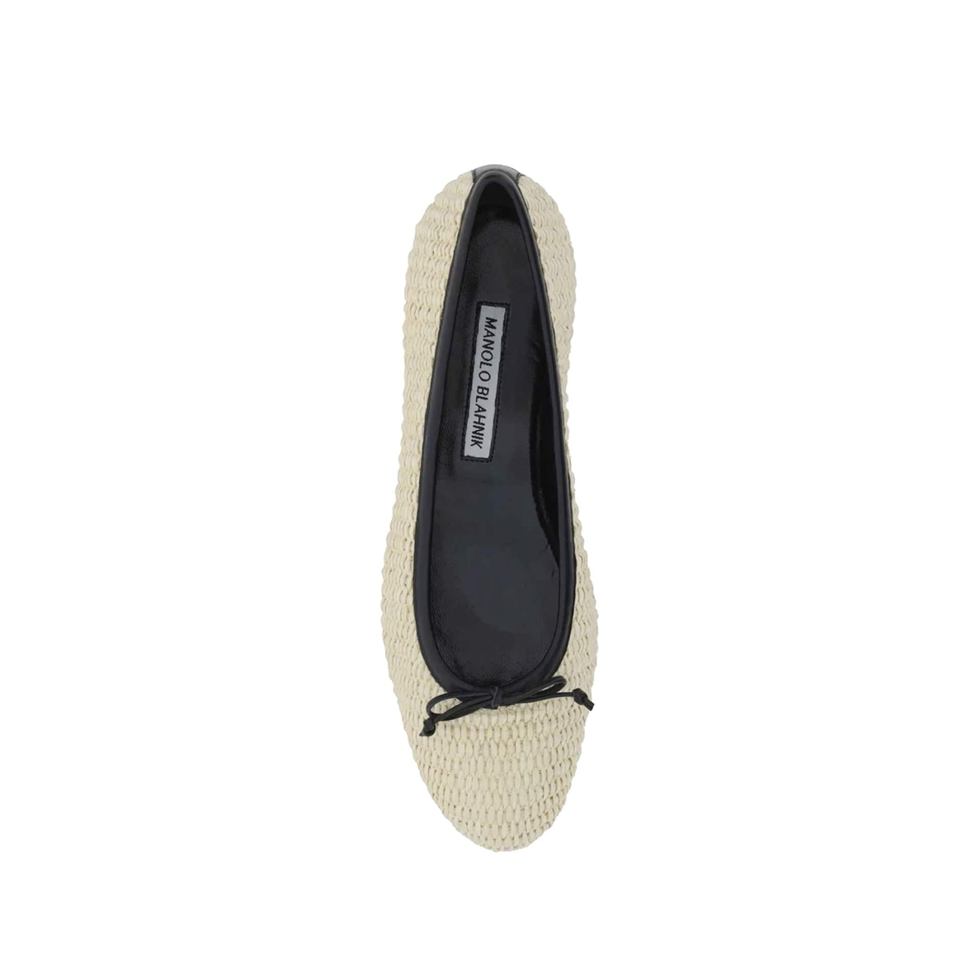 Manolo Blahnik Veralli 010 Raffia Ballerina Flats