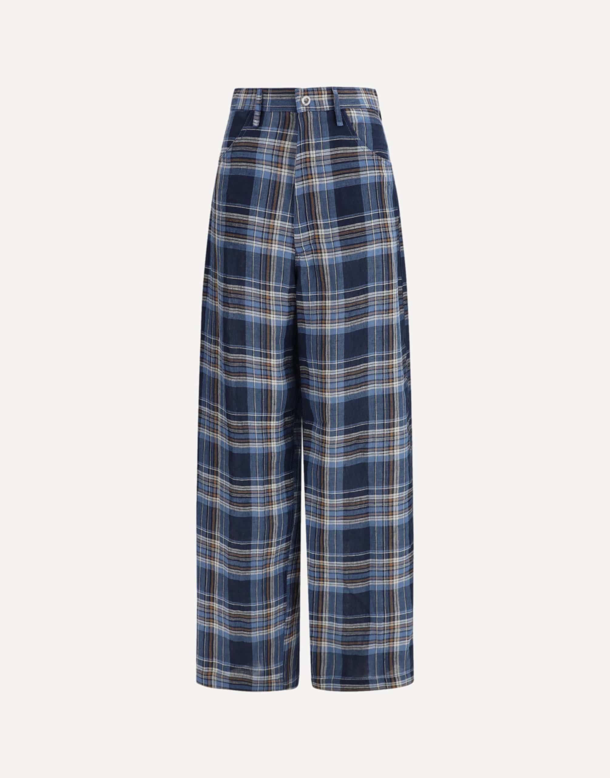 MARBELL Courtney Checked Linen Trousers
