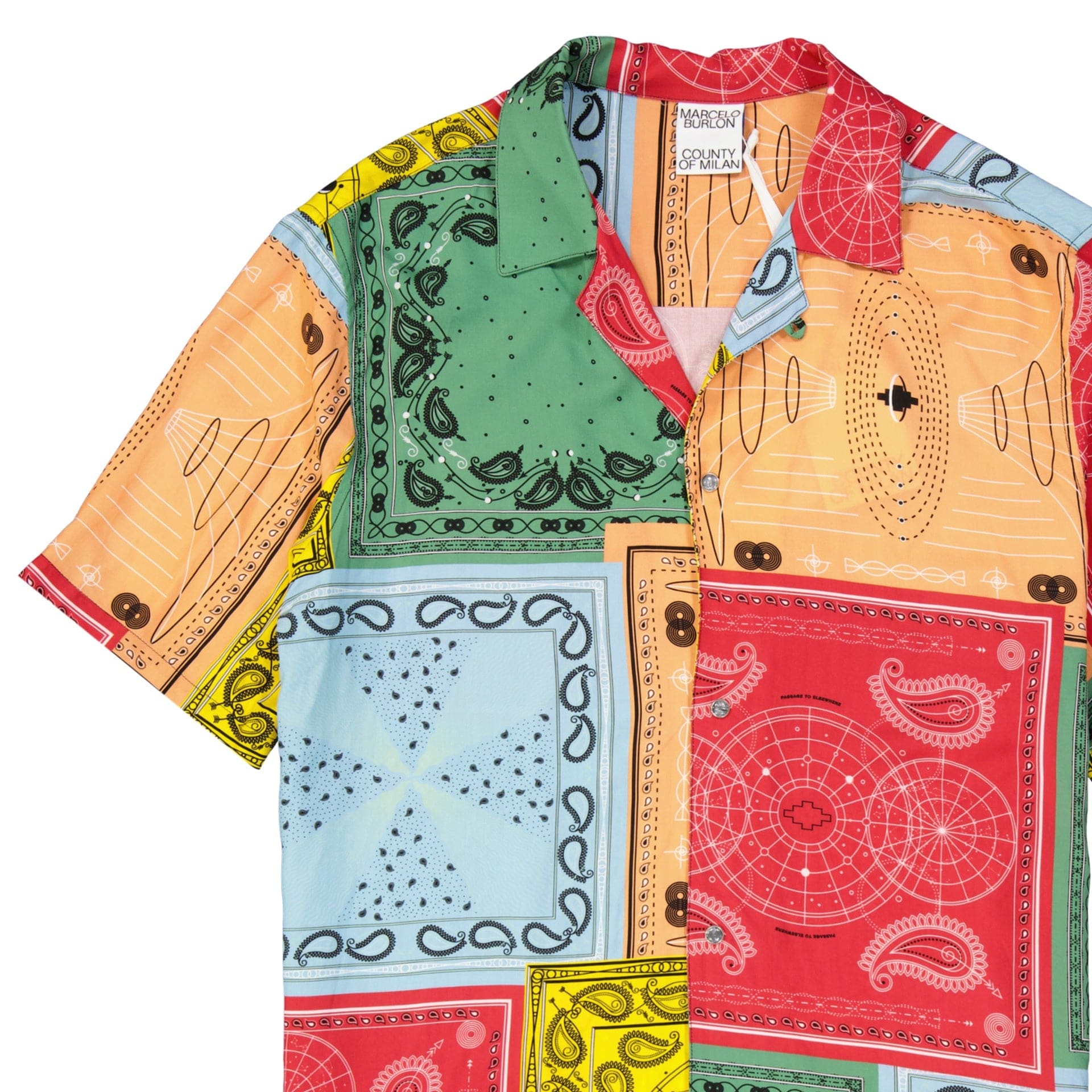 Marcelo Burlon Colour-Block Viscose Short Sleeve Shirt
