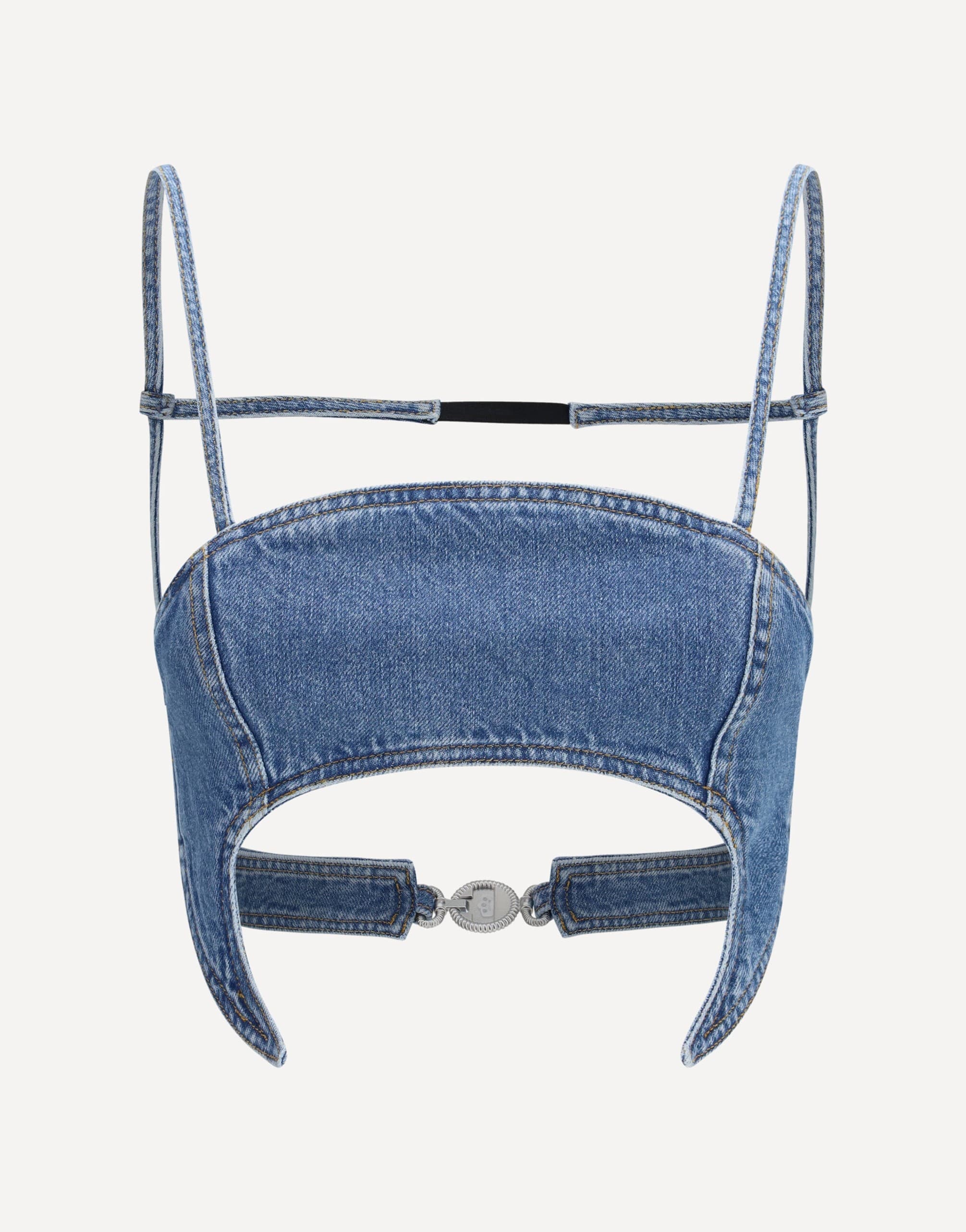 Marine Serre Denim Moon Top In Organic Cotton