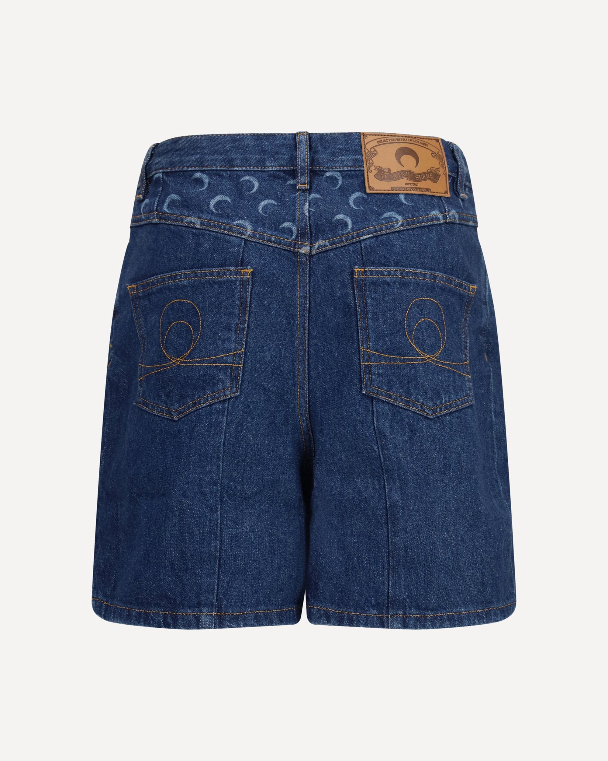 Denim shorts met hoge taille en rechte pijp - alternate view