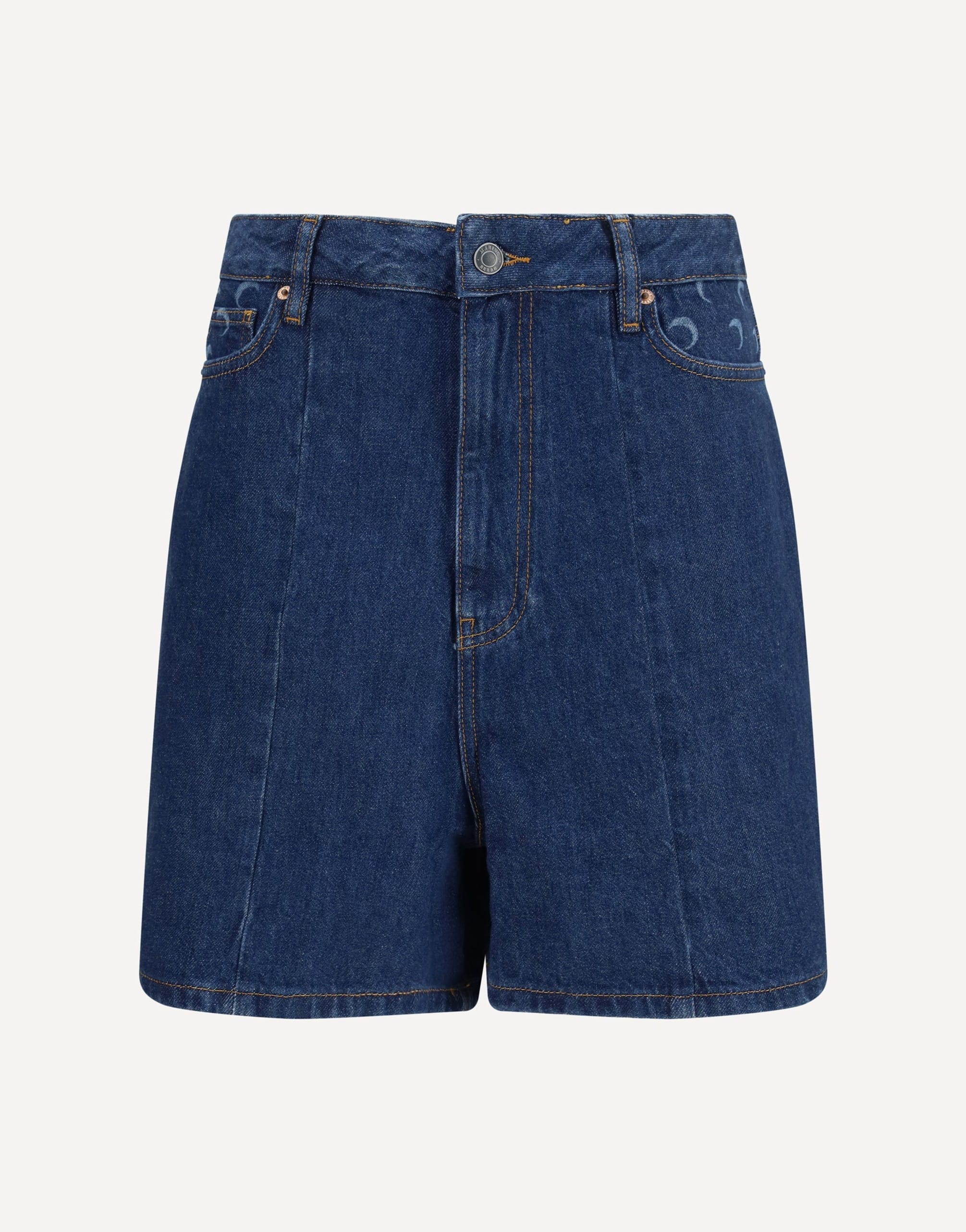 Marine Serre High-Waisted Straight Denim Shorts