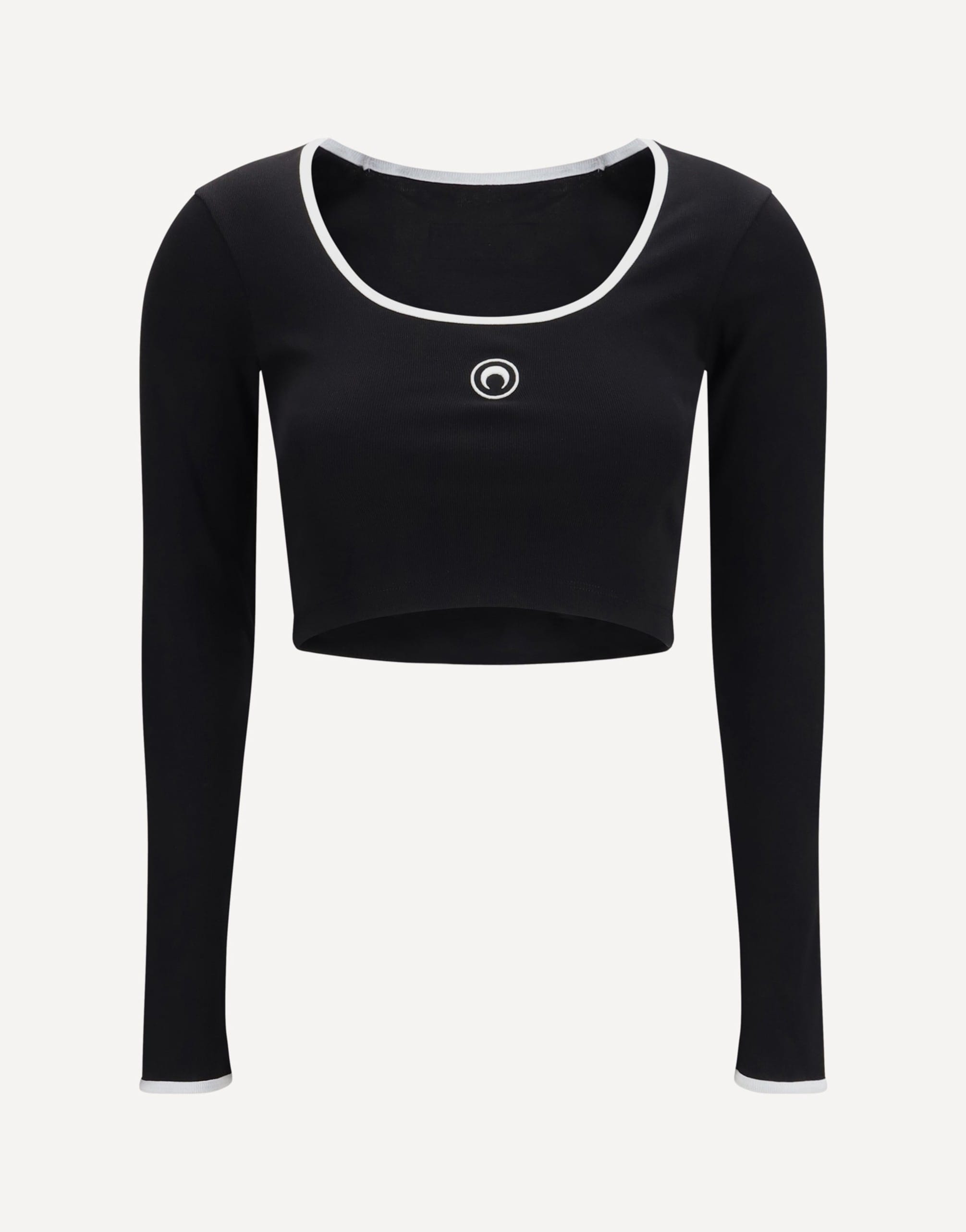 Marine Serre Moon Logo Bicolor Cropped T-Shirt