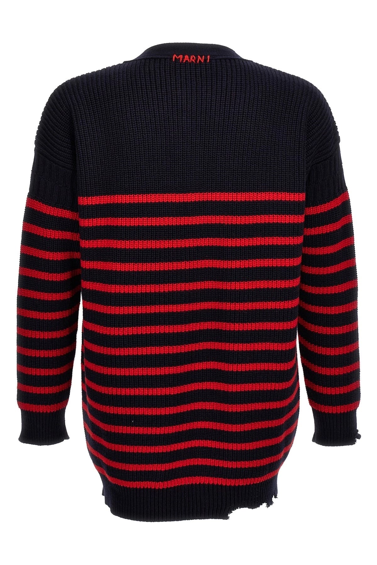 Marni Marni Destroyed Effect Striped Cardigan