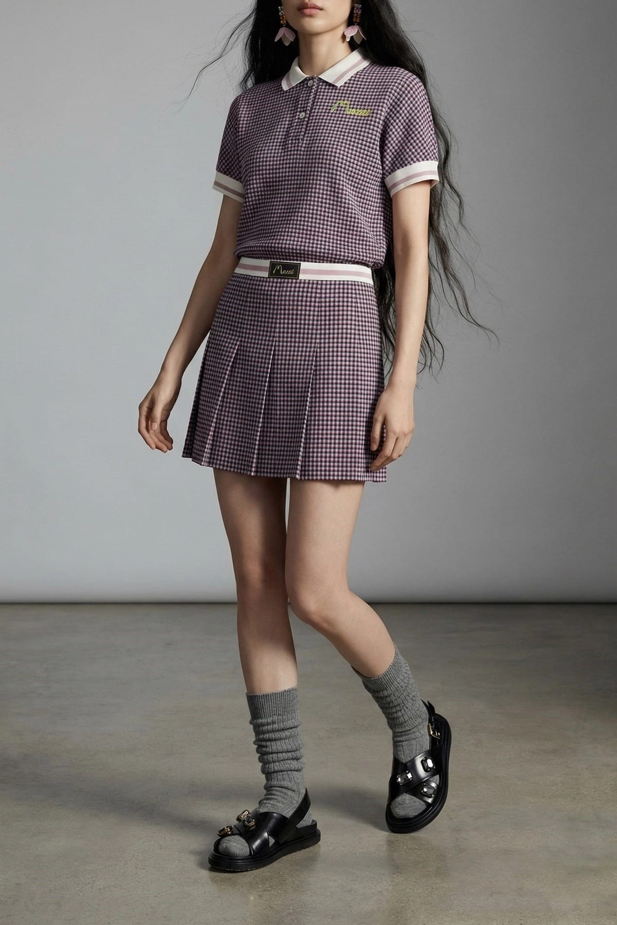 Marni Marni Houndstooth Pleated Mini Skirt