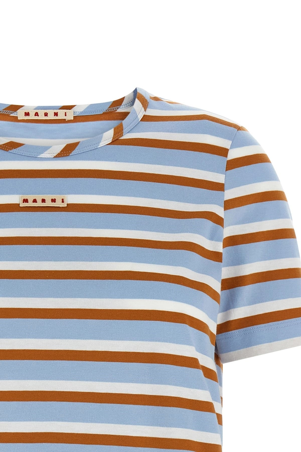 Marni Marni Striped Logo Patch T-Shirt