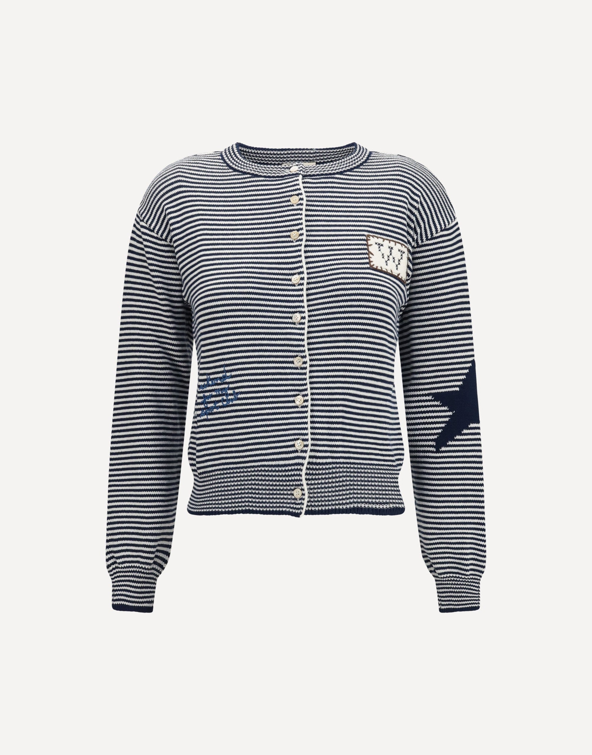 Max Mara Cotton Knit Cardigan With Intarsia