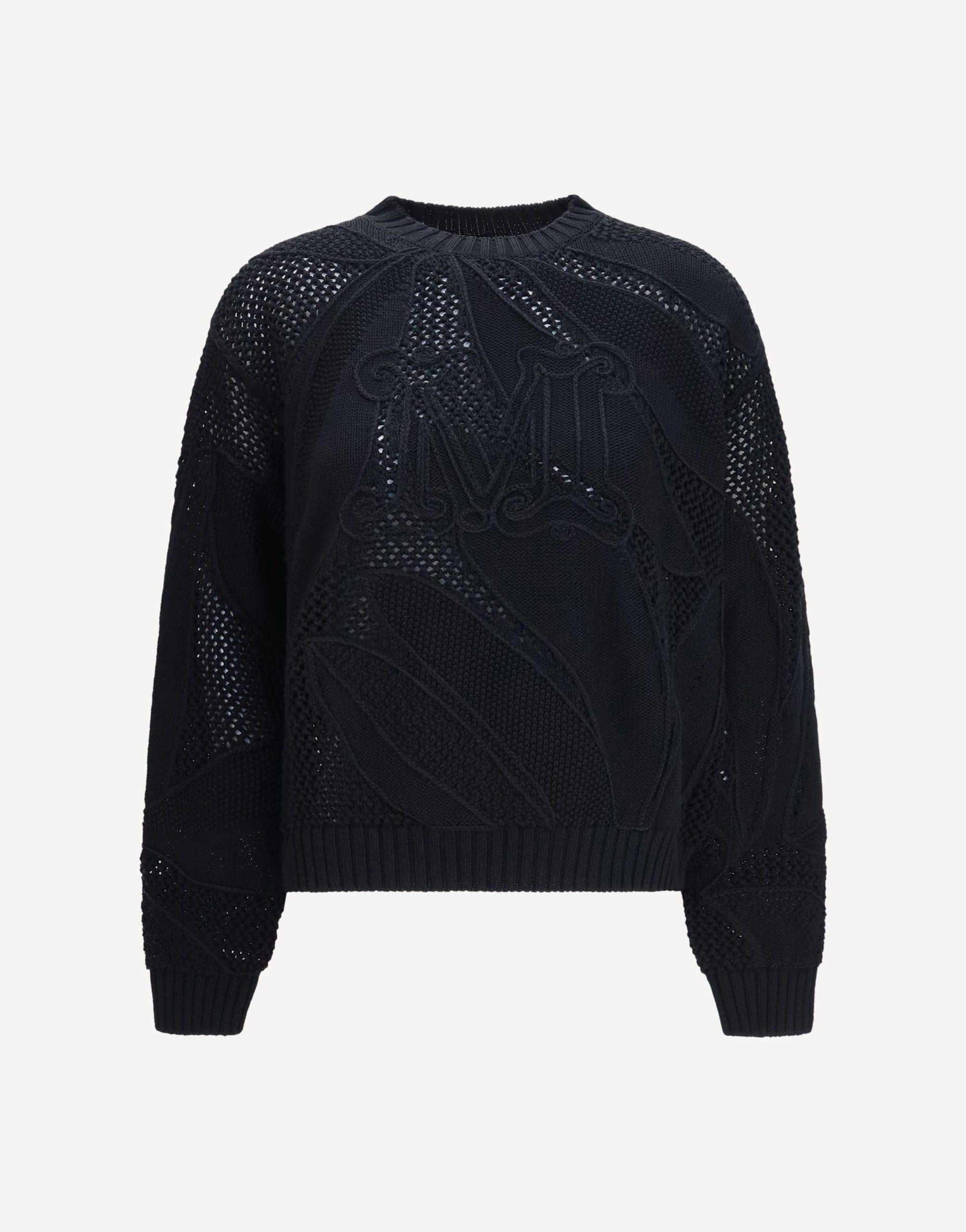 Max Mara Cotton Open-Knit Crewneck Sweater