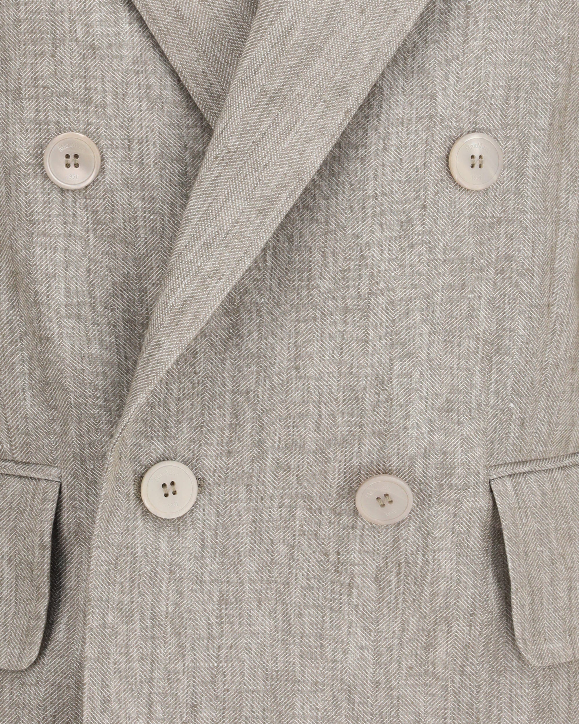 Max Mara Olimpia Double-Breasted Chevron Linen Blazer