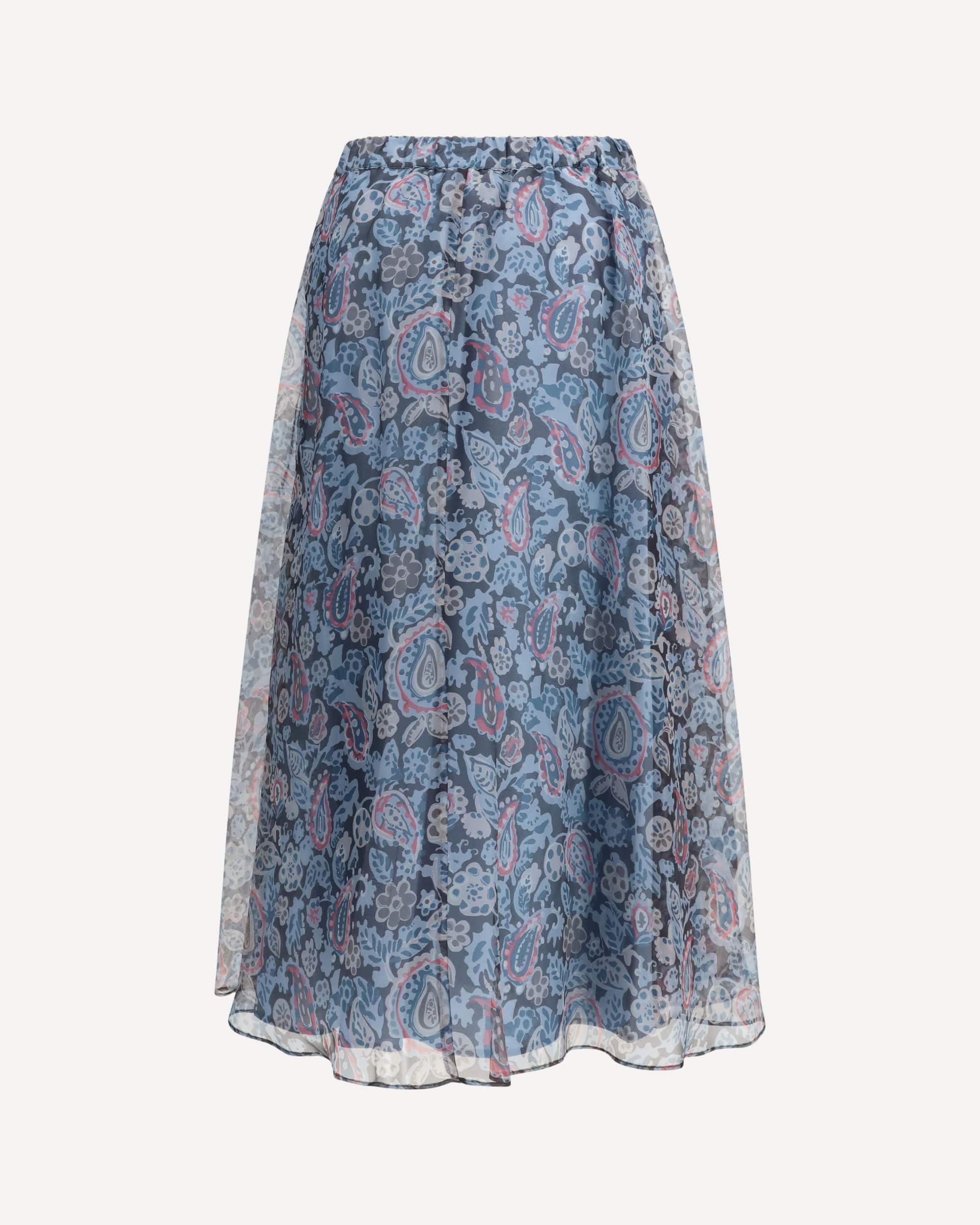 Max Mara Printed Pure Silk Organza Maxi Skirt