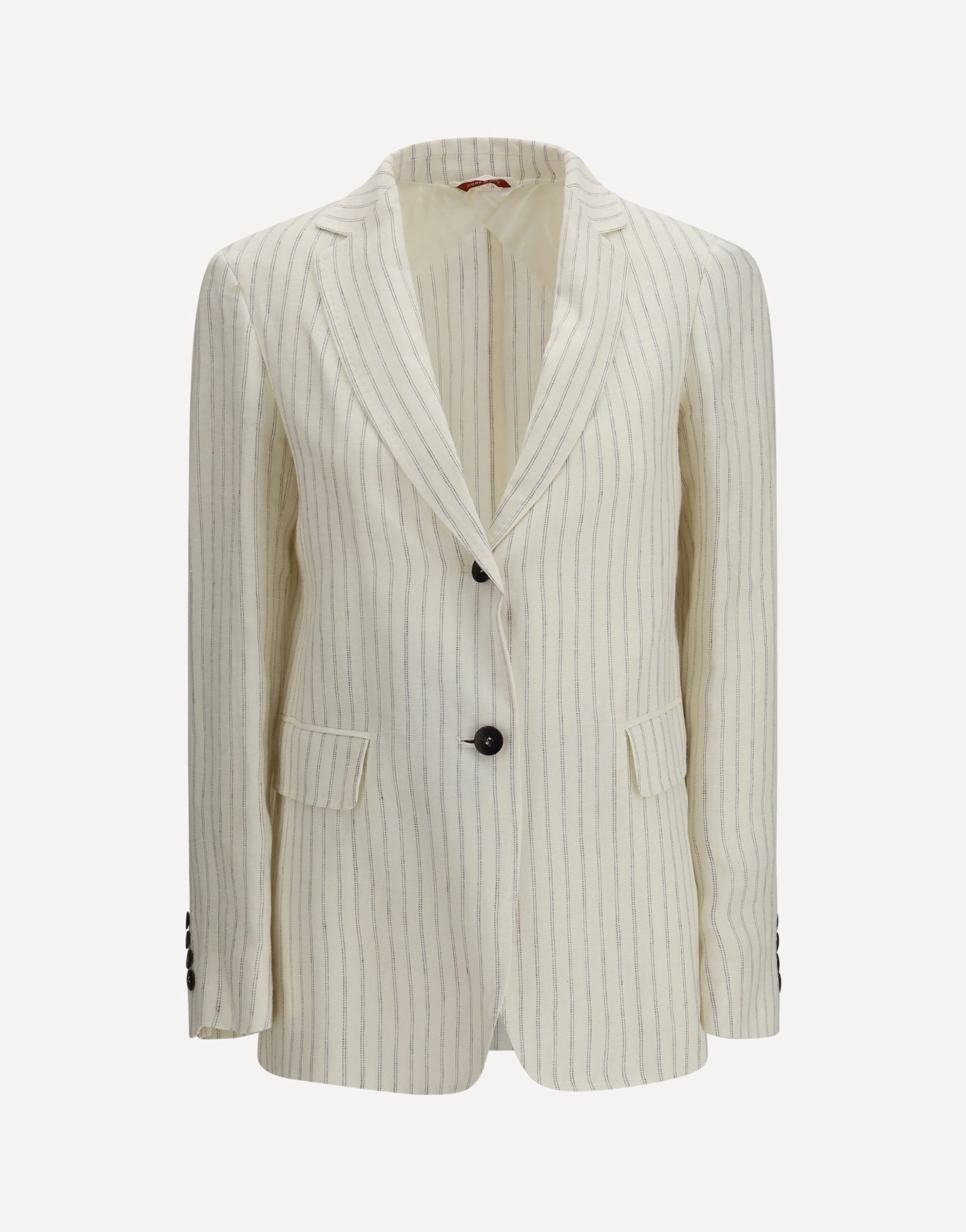 Max Mara Single-Breasted Pinstriped Linen Blazer
