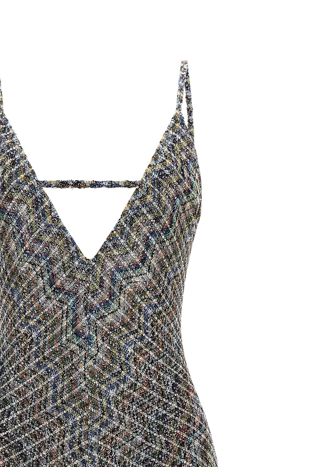 Robe longue à sequins motif chevron Missoni