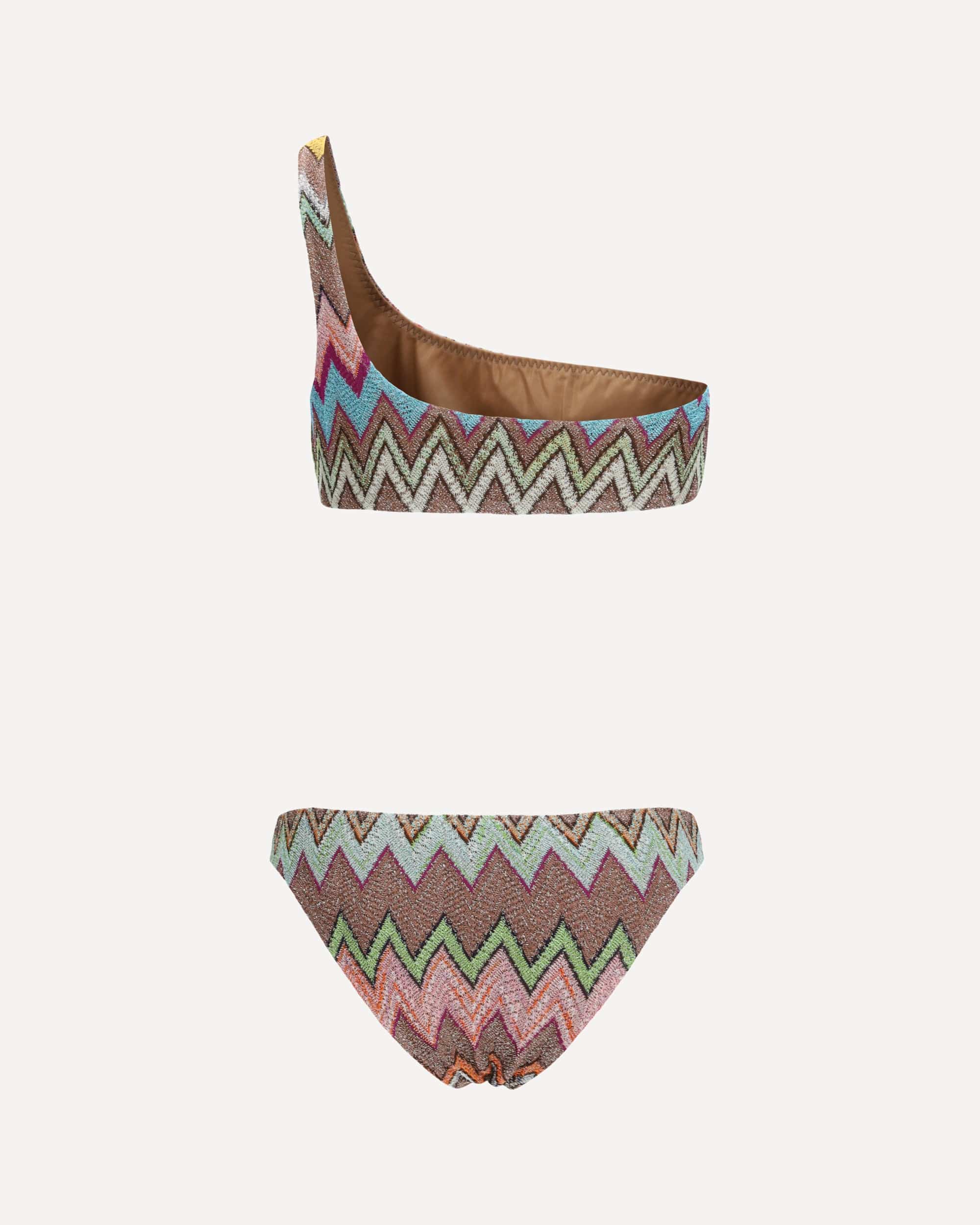 Ein-Schulter-Bikini mit Chevron-Muster - alternate view