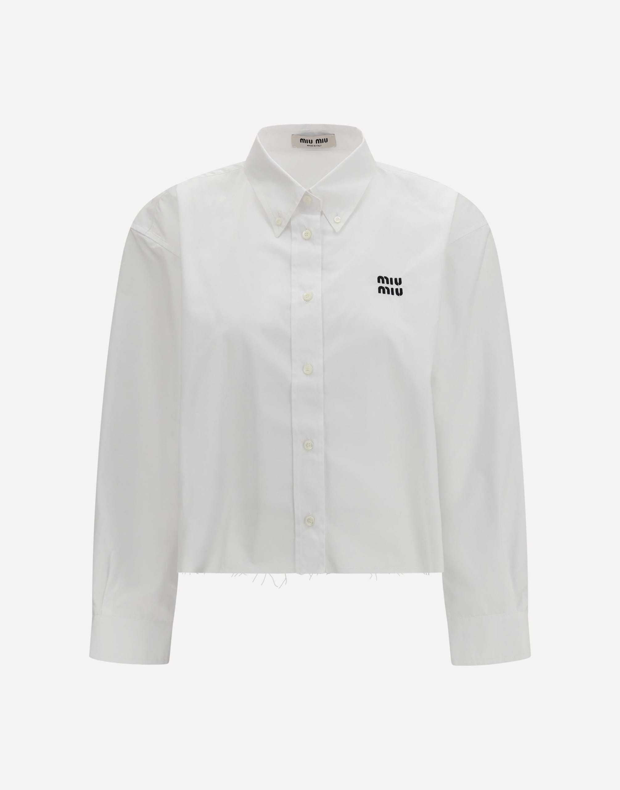Miu Miu Cropped Cotton Poplin Shirt
