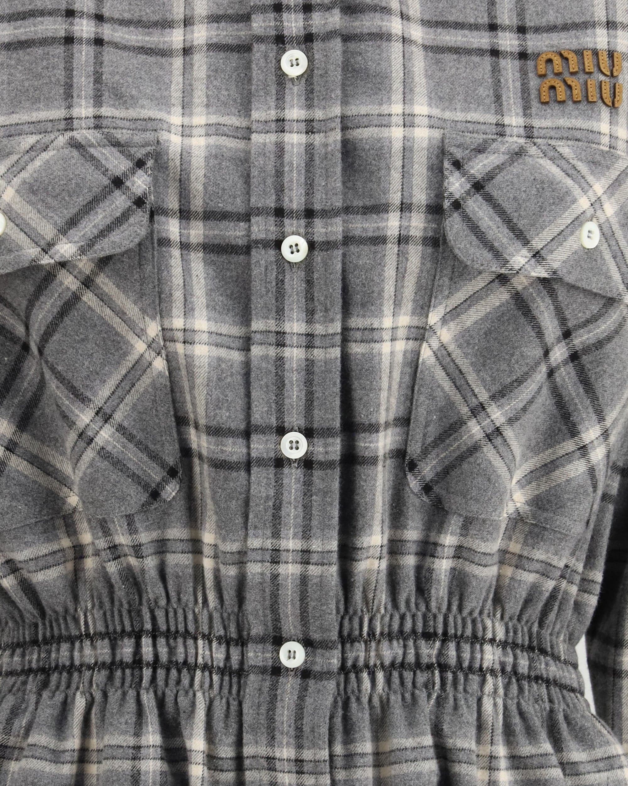 Miu Miu Flannel Mini Dress With Velvet Collar