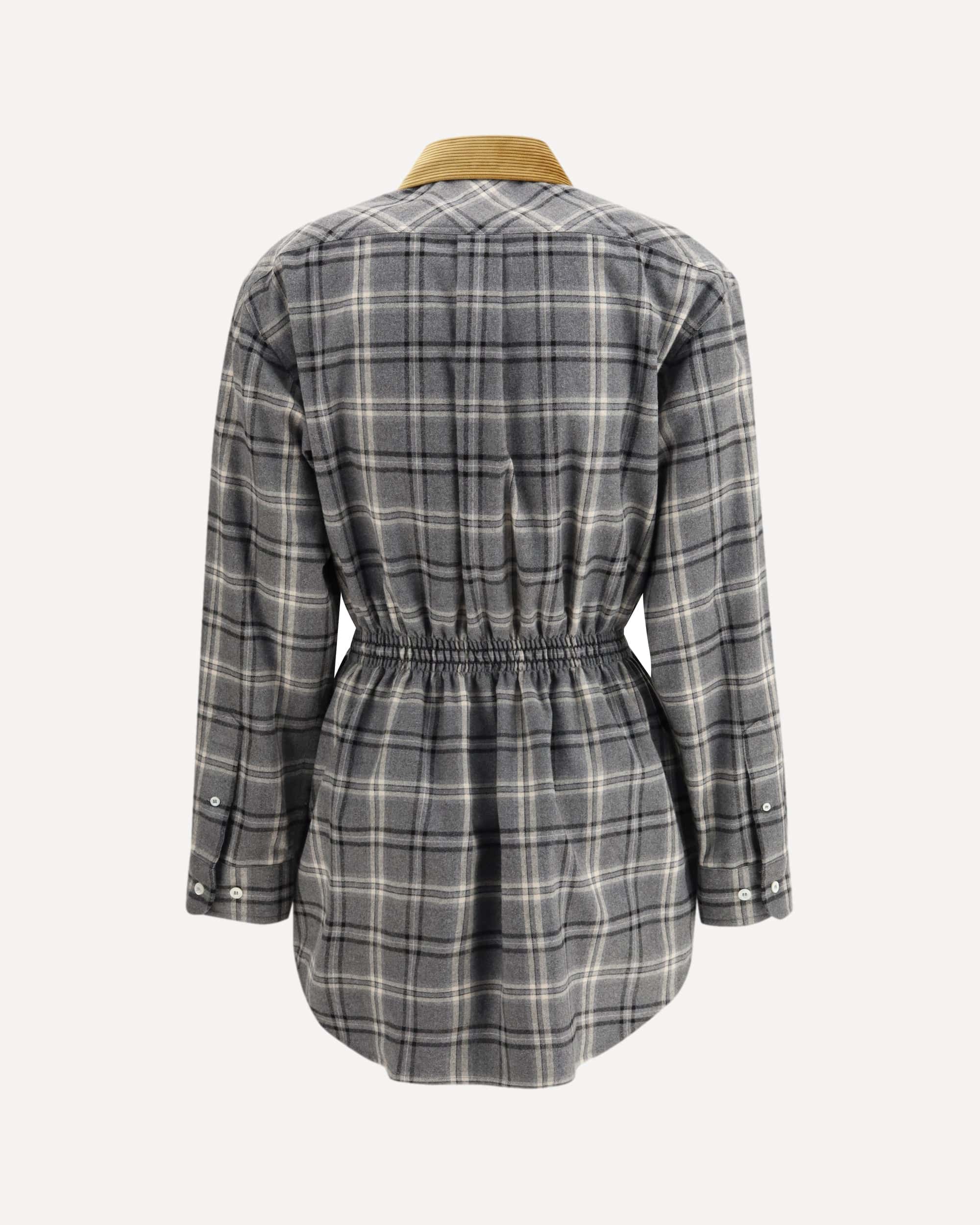 Flannel Mini Dress With Velvet Collar - alternate view
