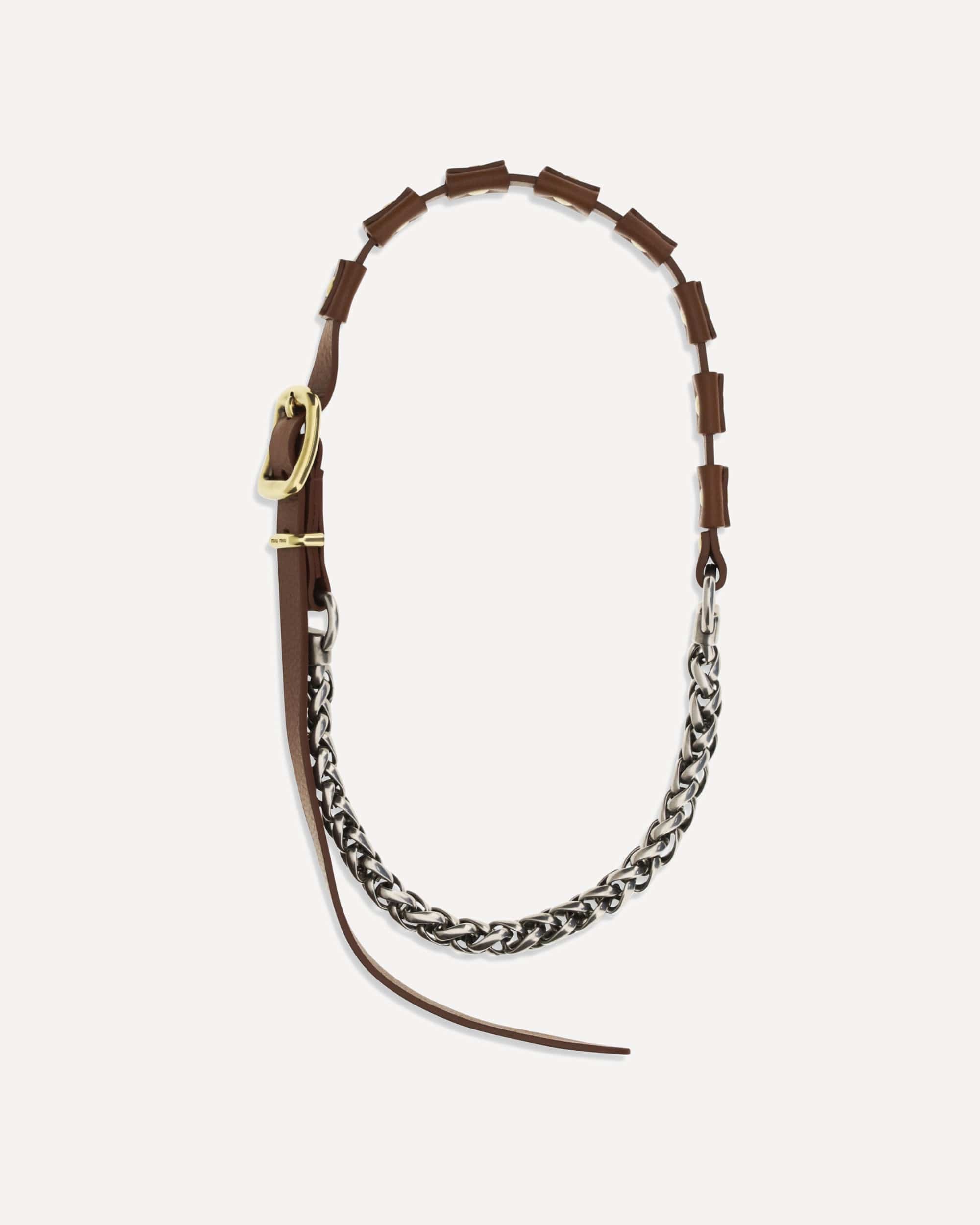 Miu Miu Leather Buckle Necklace