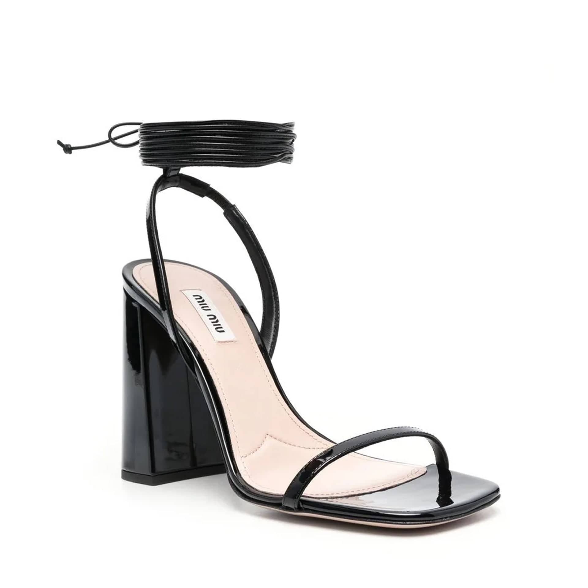 Miu Miu Leather Lace-Up Square-Toe Sandals - alternate view