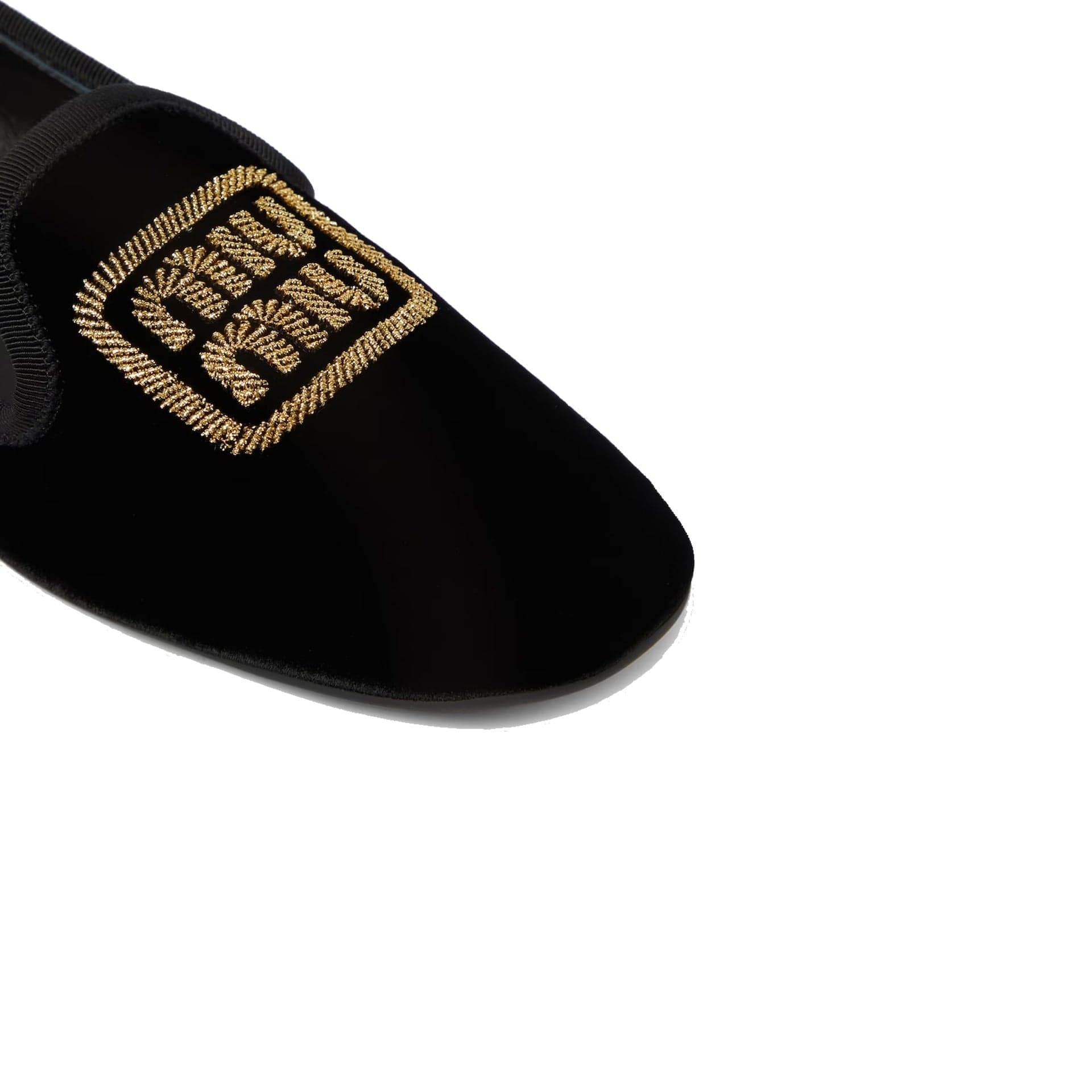 Miu Miu Logo Velvet Flats With Round Toe