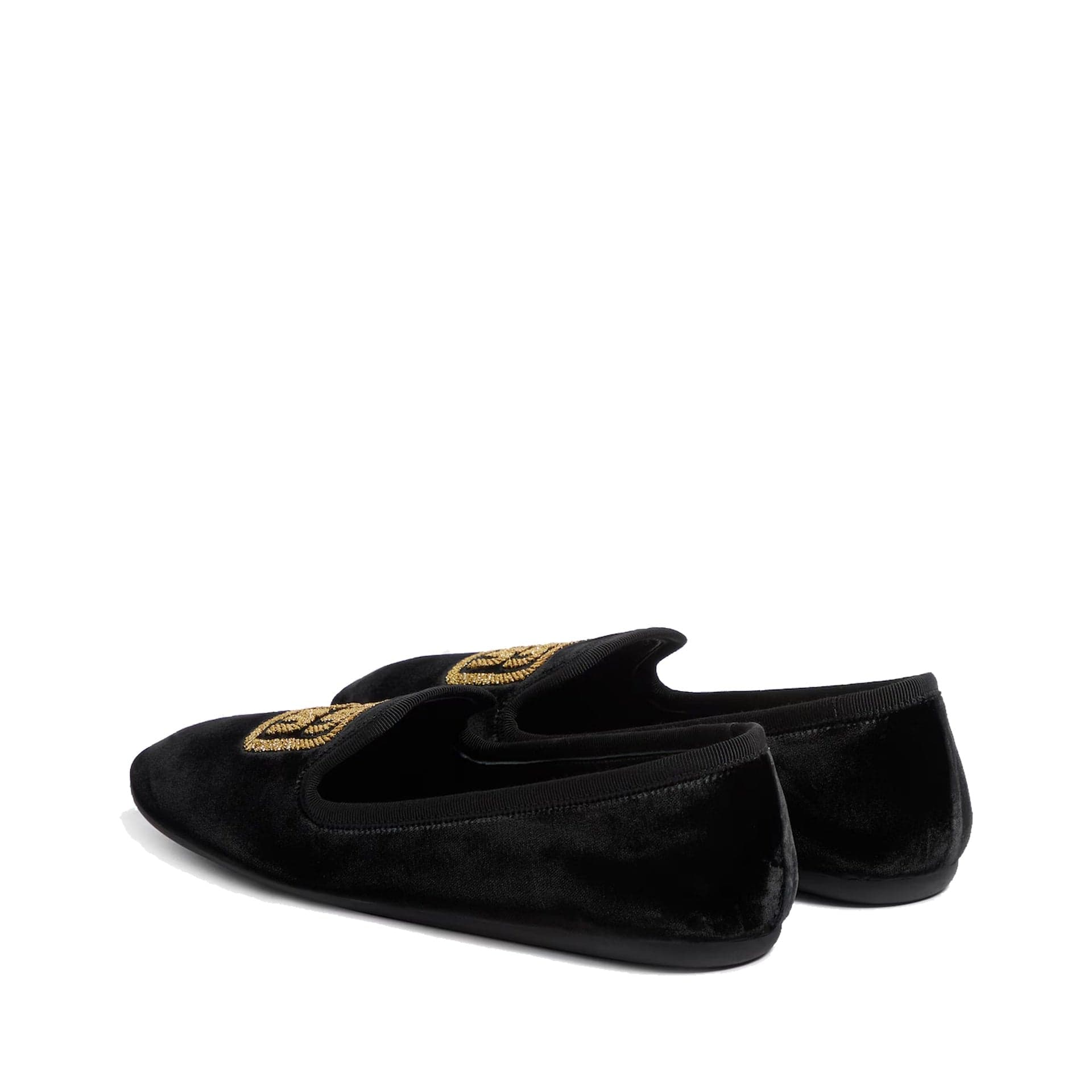 Miu Miu Logo Velvet Flats With Round Toe